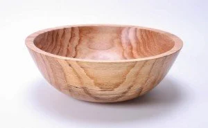 Red Oak Wooden Salad Bowl #1665 11 3/4" X 4 1/8" by Stephen Sanders of Sanders Woodworking. Inc. side view 5