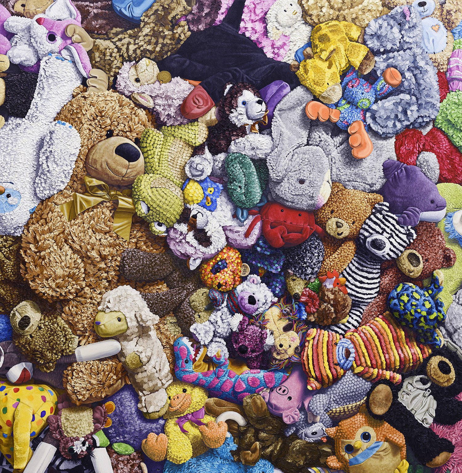  "Safari”  oil on panel, 2017 60"x 60" (153cm x 153cm)  Stuffed Animal Pile   private collection 