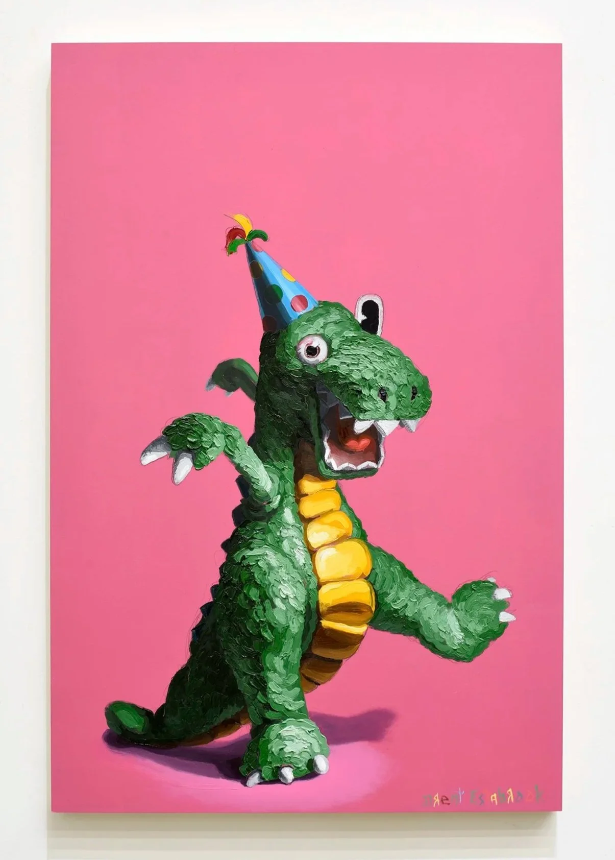  "Entering Your Birthday”  oil on panel, 2021 36"x 24" (91cm x 61cm)  cRaZy stuFFed aniMALs   private collection 