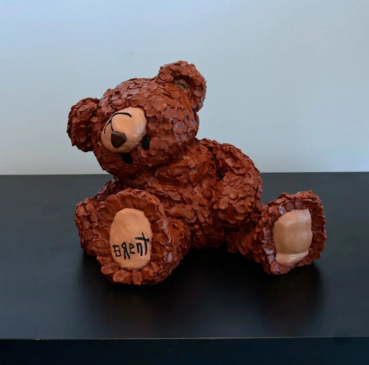  "Smiles” Chocolate/Teddy Bear Brown  oil painted resin, 2026 10.5"x 13.5"x 12.5" (27cm x 34cm x 32cm)  cRaZy stuFFed aniMALs   Edition AP #1 
