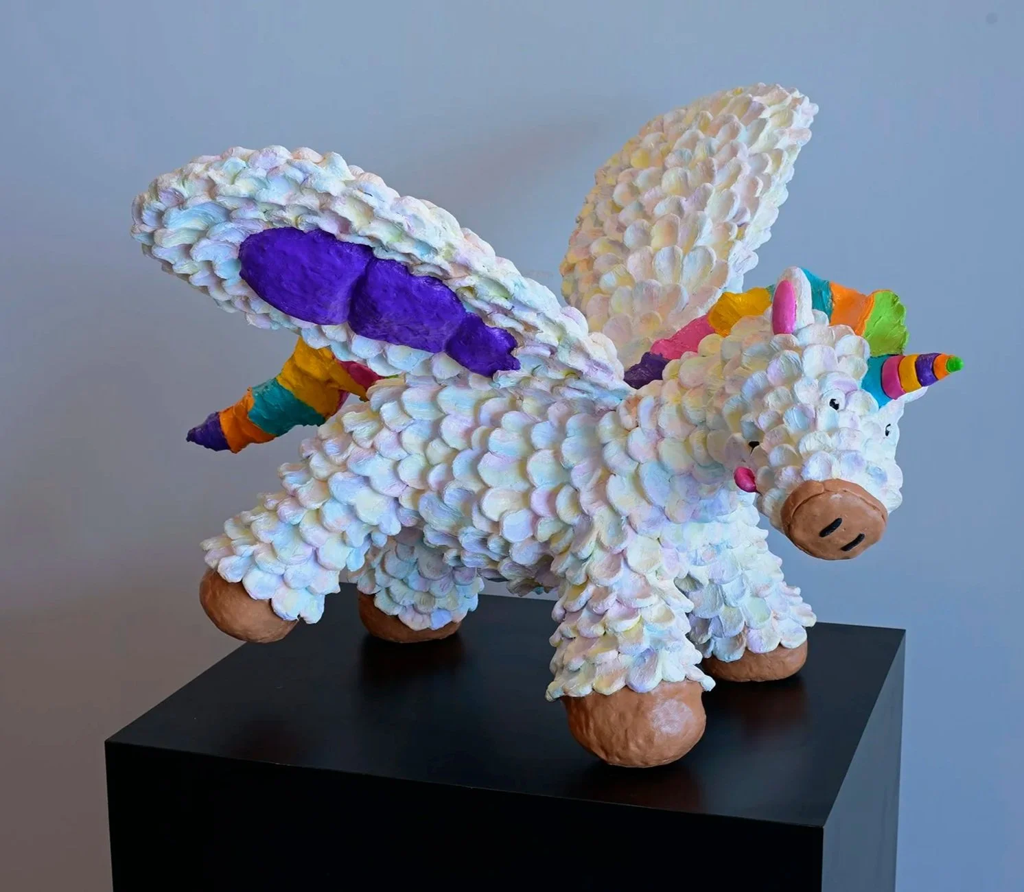  "uniCAN!” Rainbow Fur  oil painted resin, 2026 24"x 36"x 32" (61cm x 91cm x 81cm)  cRaZy stuFFed aniMALs   Edition AP #1 
