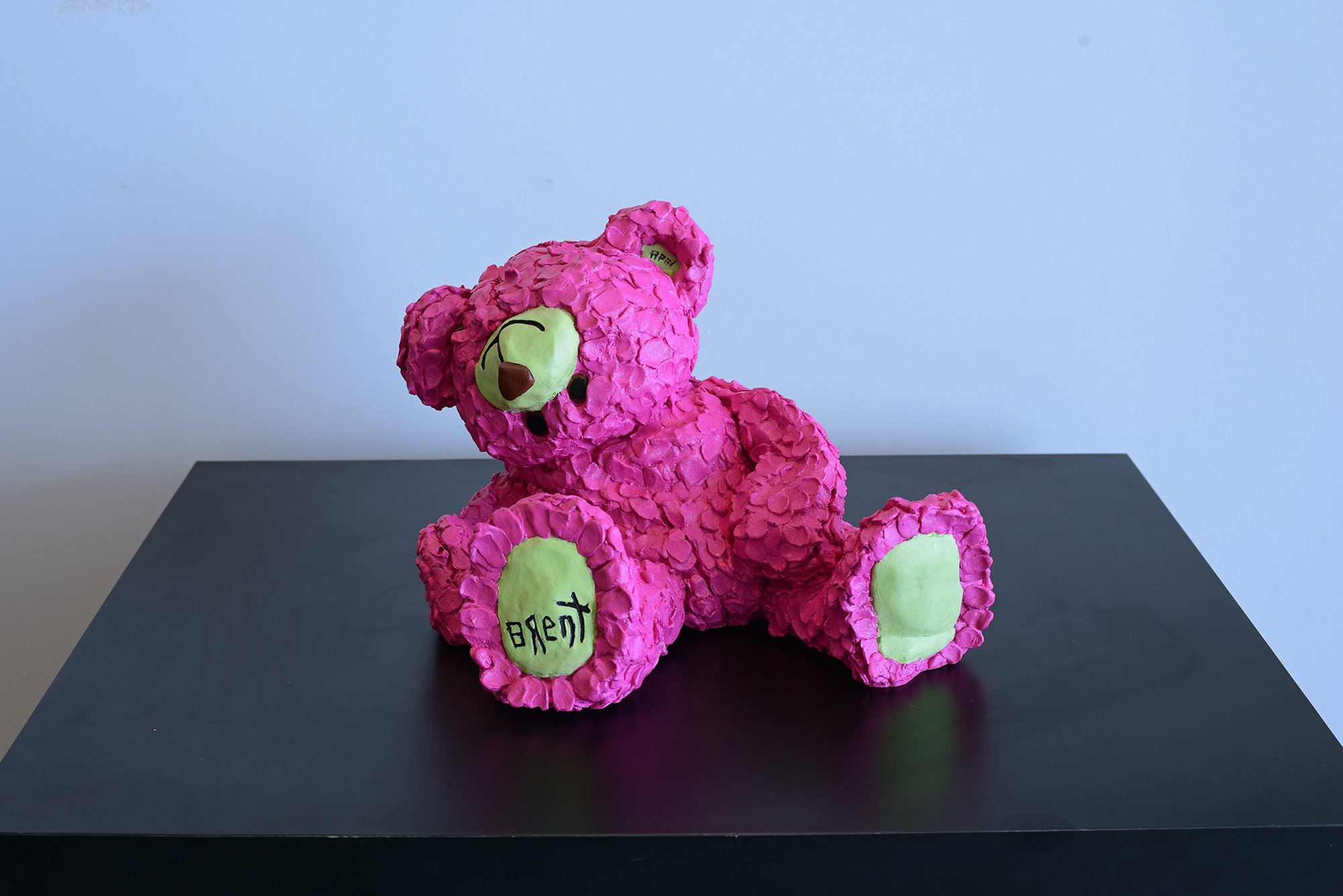  "Smiles"  oil painted Resin, 2026 12"x 12"x 12" (30cm x 30cm x 30cm) Plushie Pink/Mint Green, Edition AP#1
