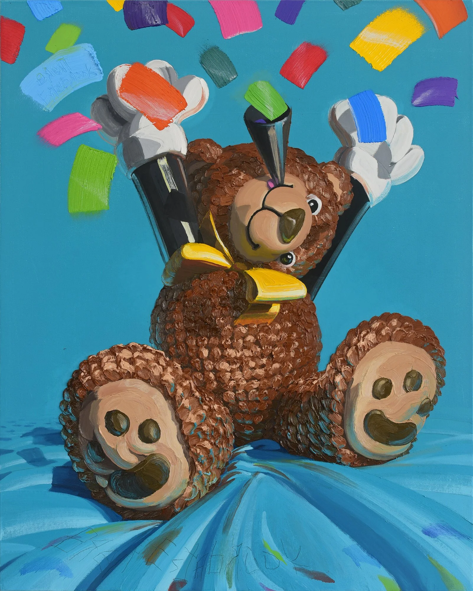  "Greatful"  oil on canvas, 2025 30"x 24" (76cm x 61cm)  cRaZy stuFFed aniMALs 