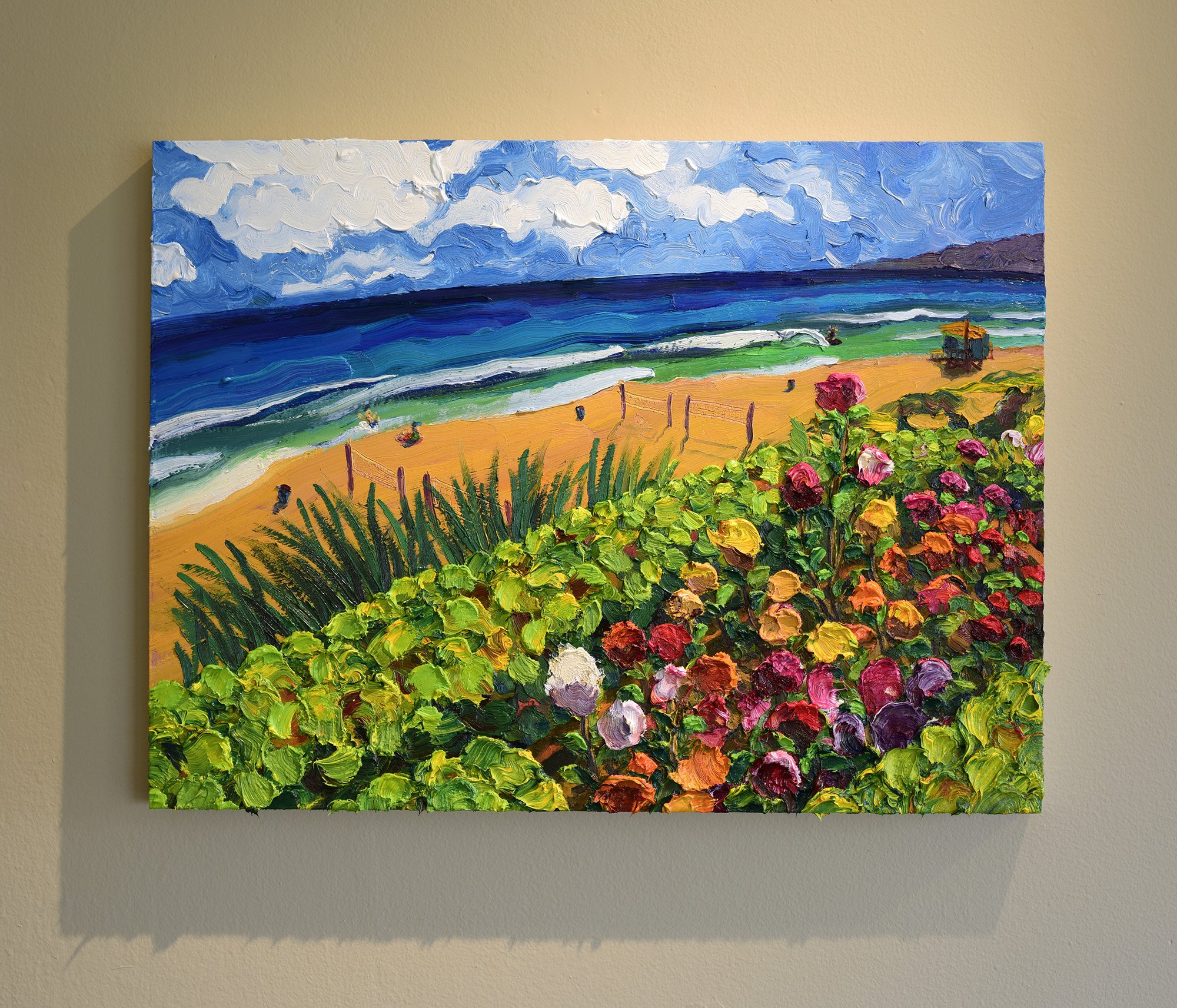 "Sky, Ocean, Beach, Garden" oil on panel, 2025 18"x 24" (46cm x 61cm) Impression sold