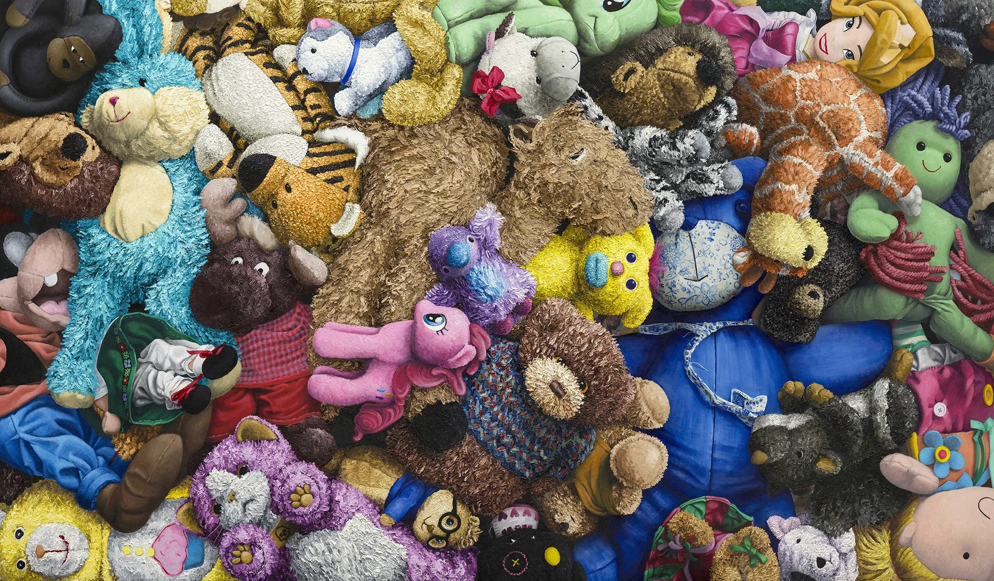  "Nobody Told Us No”  oil on panel, 2015 48"x 84" (122cm x 213cm)  Stuffed Animal Pile   private collection 