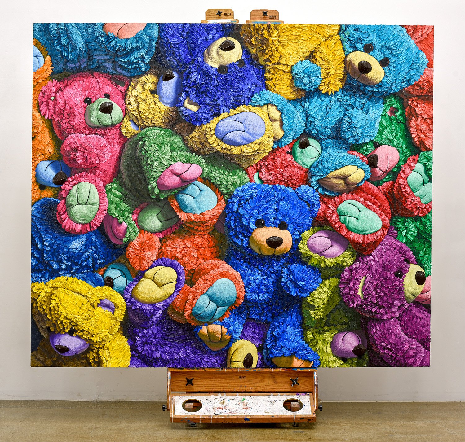  "Bear Mitzvah”  oil on canvas, 2018 72"x 84" (183cm x 213cm)  Stuffed Animal Pile   private collection 
