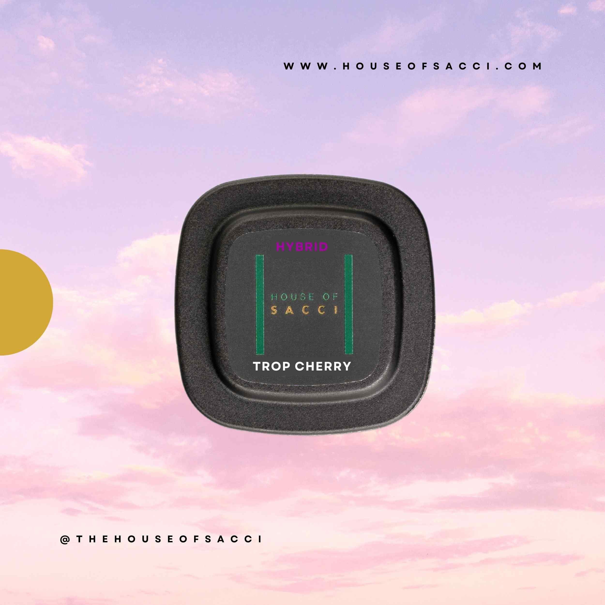 TROP CHERRY V1 BY HOUSE OF SACCI:
Bright, bold, energizing, and euphoric. A floral, citrus-packed burst of dank tangerine and rich cherry that promotes motivating and uplifting vibes.