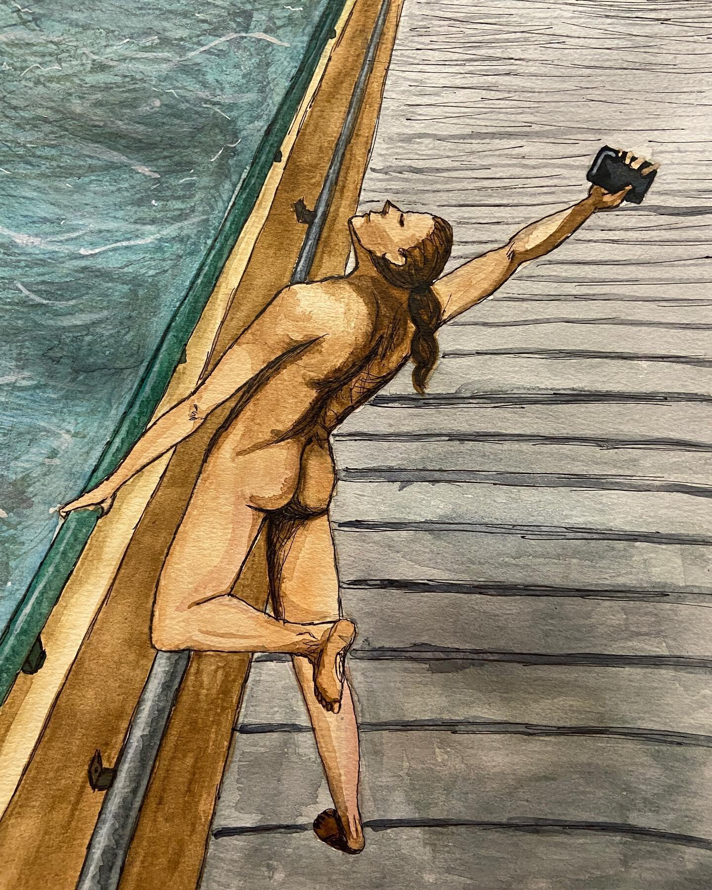 get naked! throw your phone off a bridge! idk! this was my final for my figure drawing class last term. I had fun with it. 
🖌
🖌
#watercolor #watercolorpainting #collegeart #art #myart #painting #figuredrawing #drawing #lifestudy #illustration #free