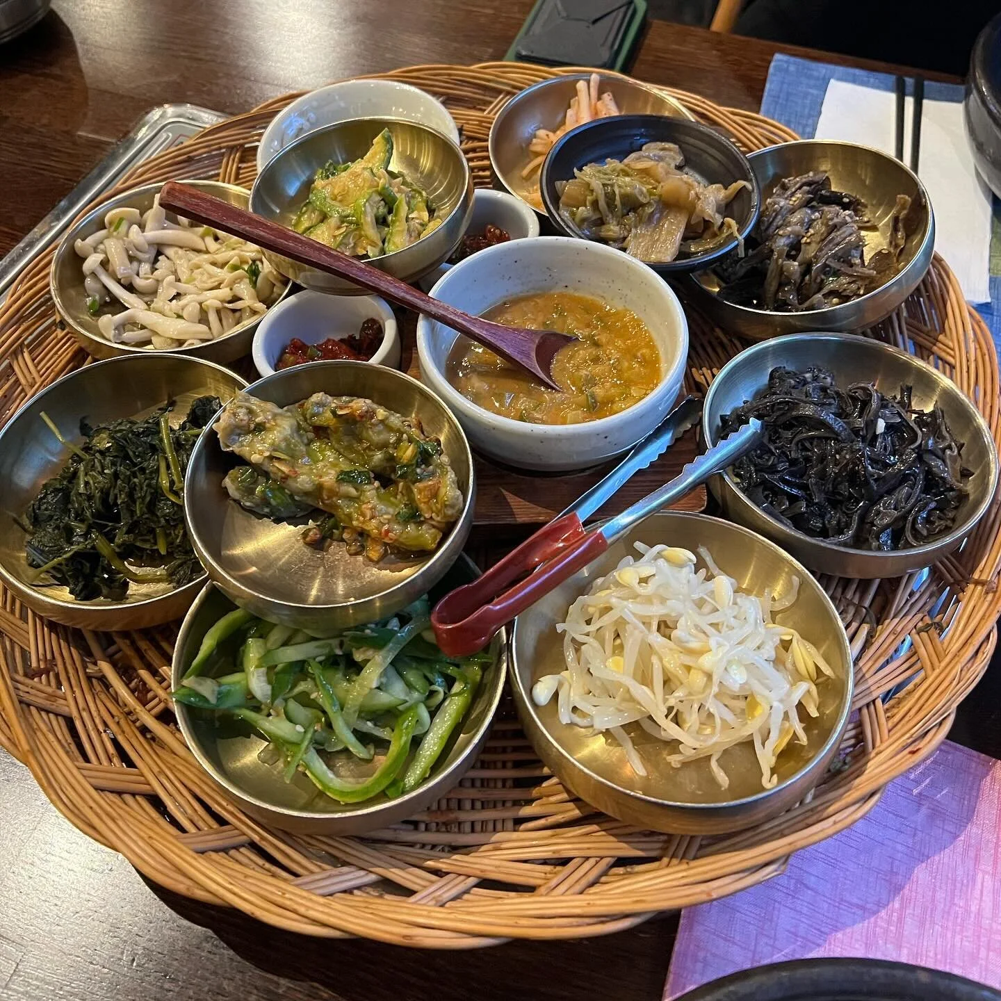 The stunning array of banchan at Borit Gogae, a barley rice restaurant in LA&rsquo;s Ktown.