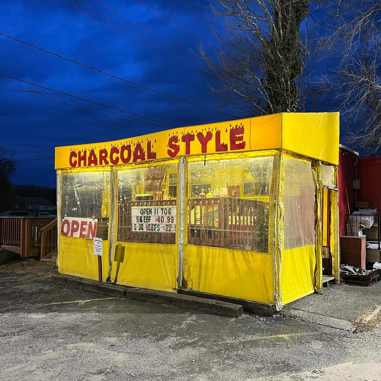 Charcoal Style, a little Baltimore-style pit beef stand next to a go kart track in White Marsh, MD. Pit turkey sandwich and old bay fries were tasty.