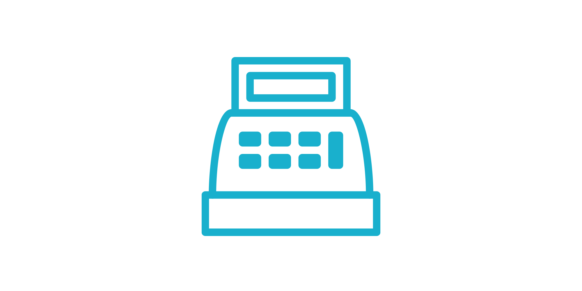 Graphic icon of a cash register.