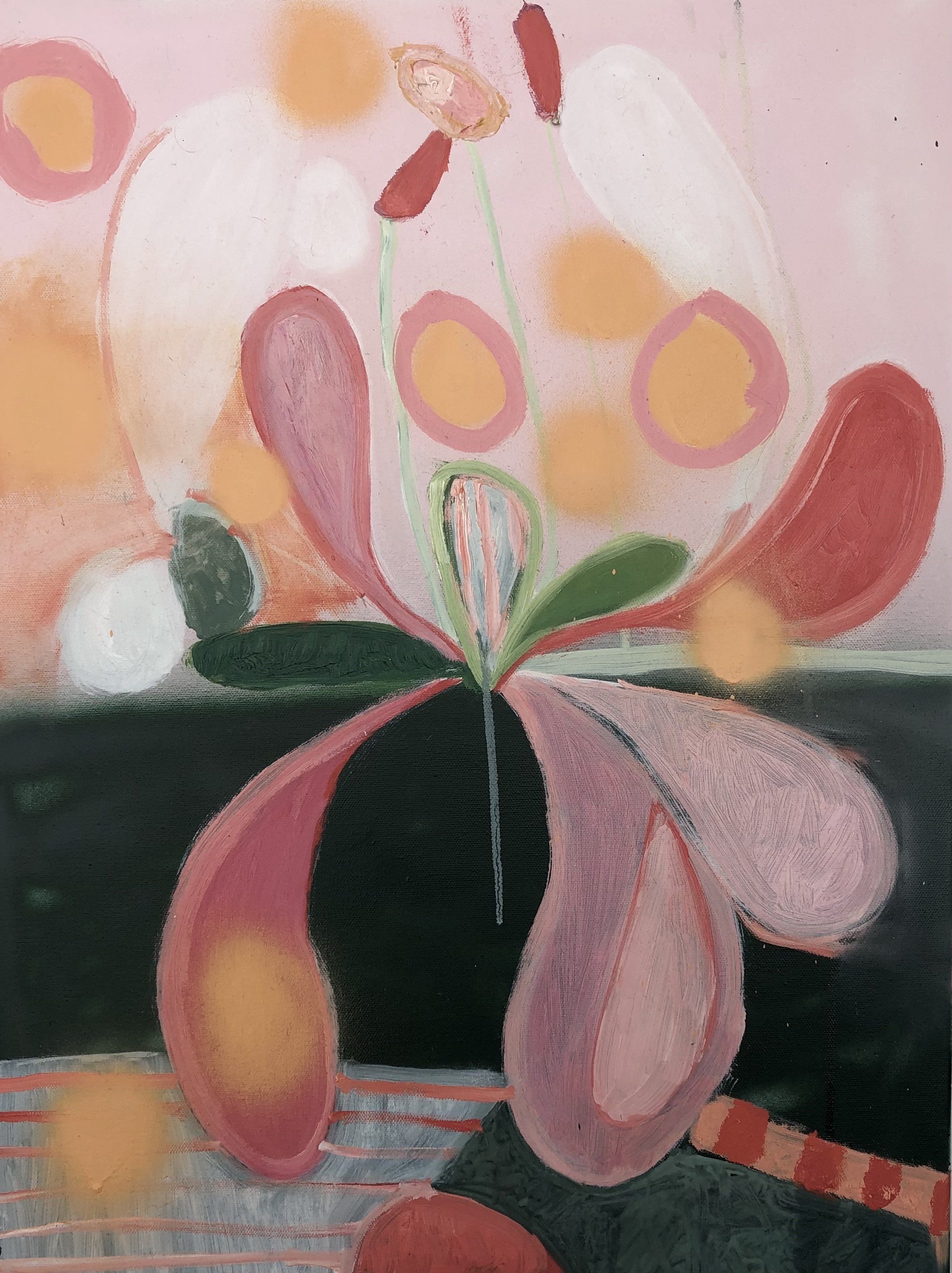 'Clivia No.4', Oil and Spray on canvas, 610x450mm, 2020
$800.00 NZD