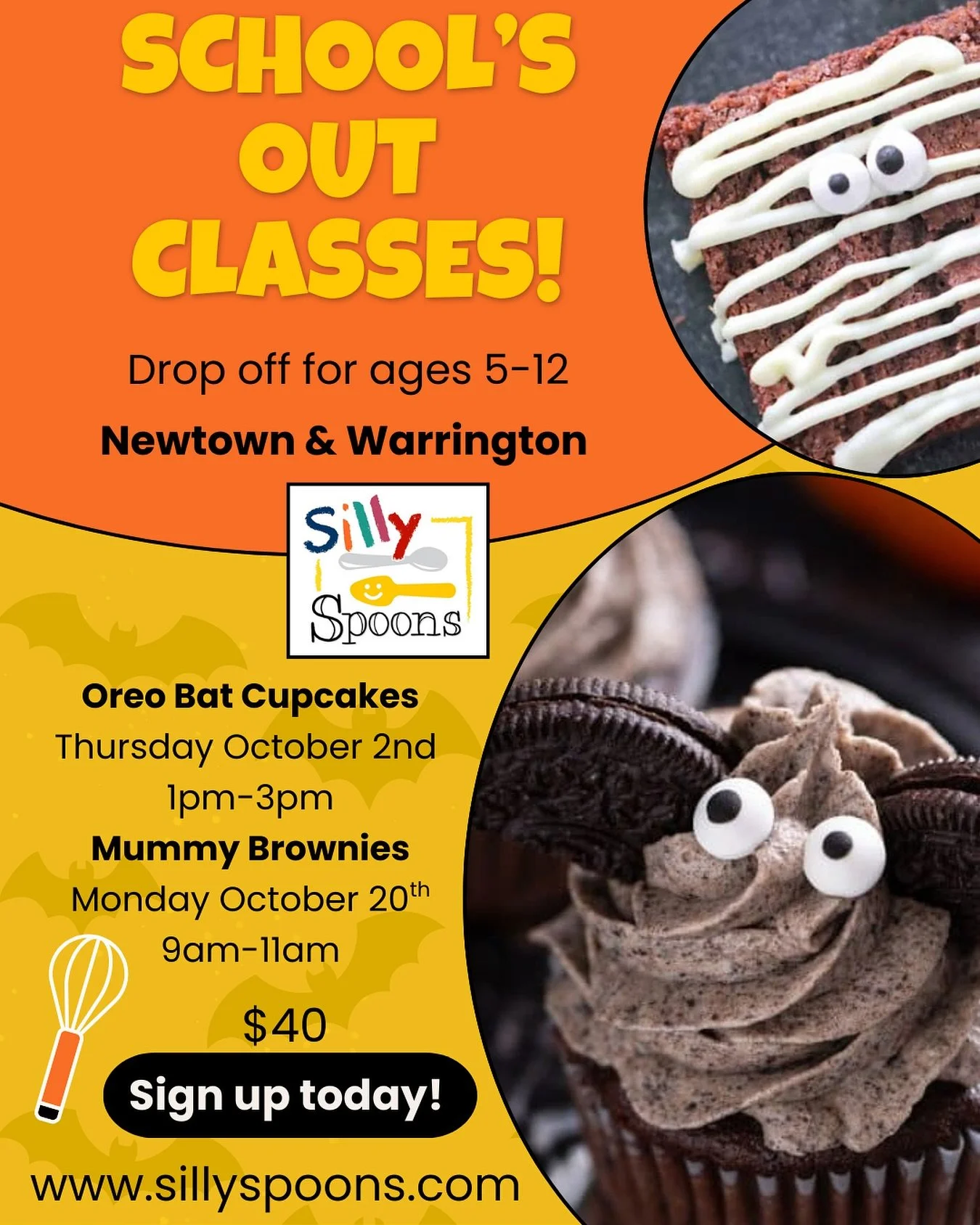 🏫 🔔 No school? No problem! Join us for a spooktacular baking class! Get ready to mix, bake, and decorate some frightfully delicious treats. It&rsquo;s all about sweet fun and creativity. 🧁 🦇Sign up now and let the Halloween magic begin! 🎃

 #sil