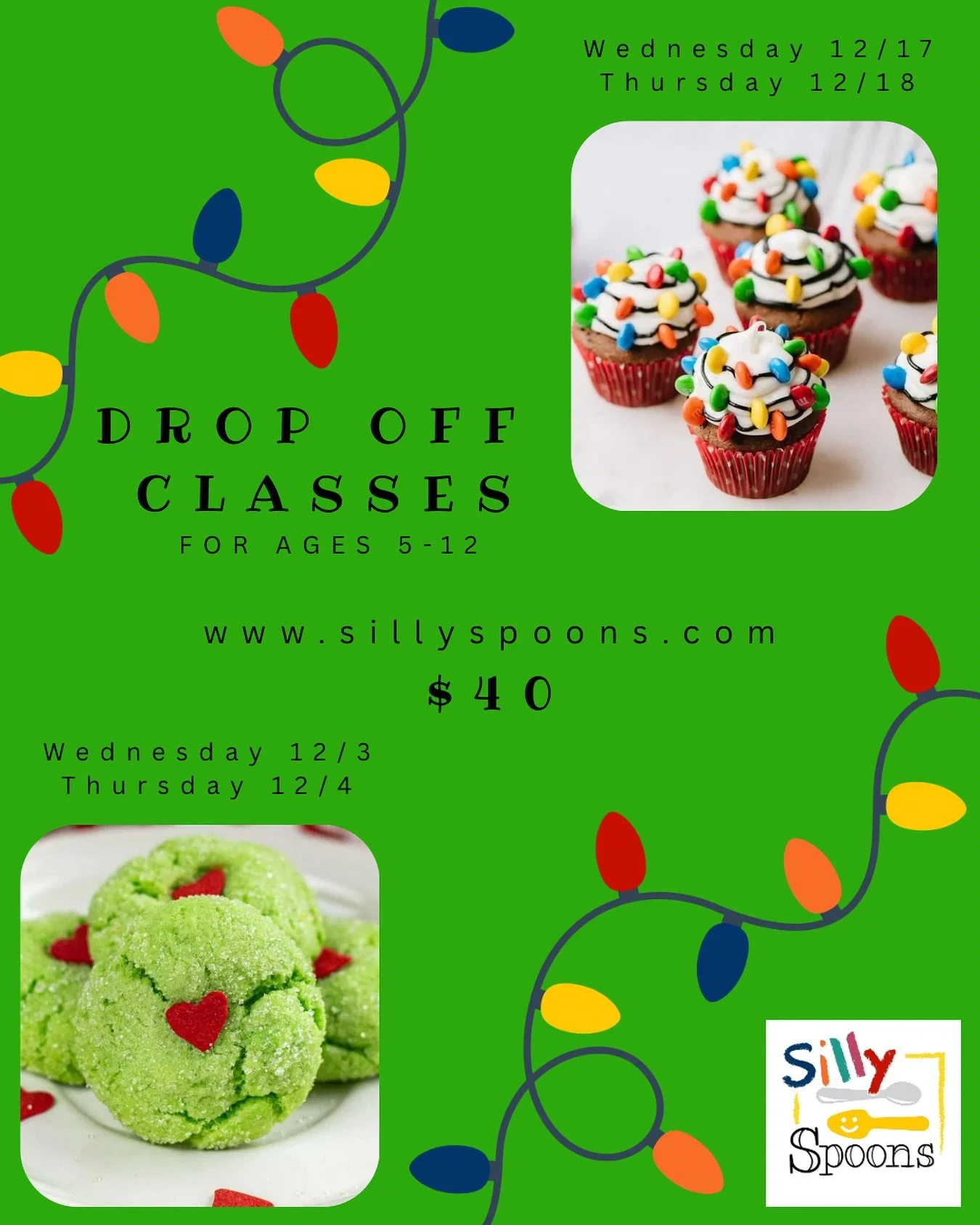 🎄🍪 Get into the festive spirit with our holiday themed baking classes for kids! 🎅✨ Let your little ones explore the magic of the season while learning to bake delightful treats like Grinch cookies and string light cupcakes. Perfect for ages 5-12, 