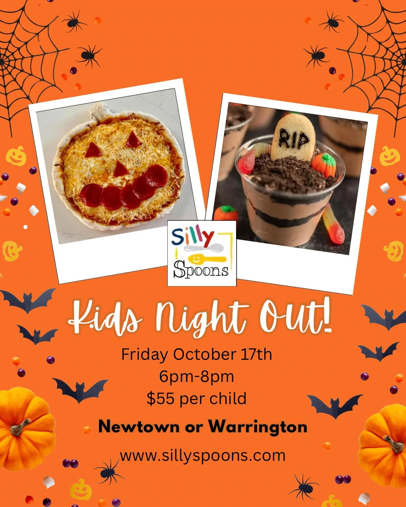 Hey parents! Looking for a fun alternative to a sitter? Drop the kids off for a Halloween themed Kids Night Out! 🎃

Spaces are limited, so reserve your child&rsquo;s spot today! Visit our website to sign up.

 #sillyspoons #warringtonpa #newtownpa #