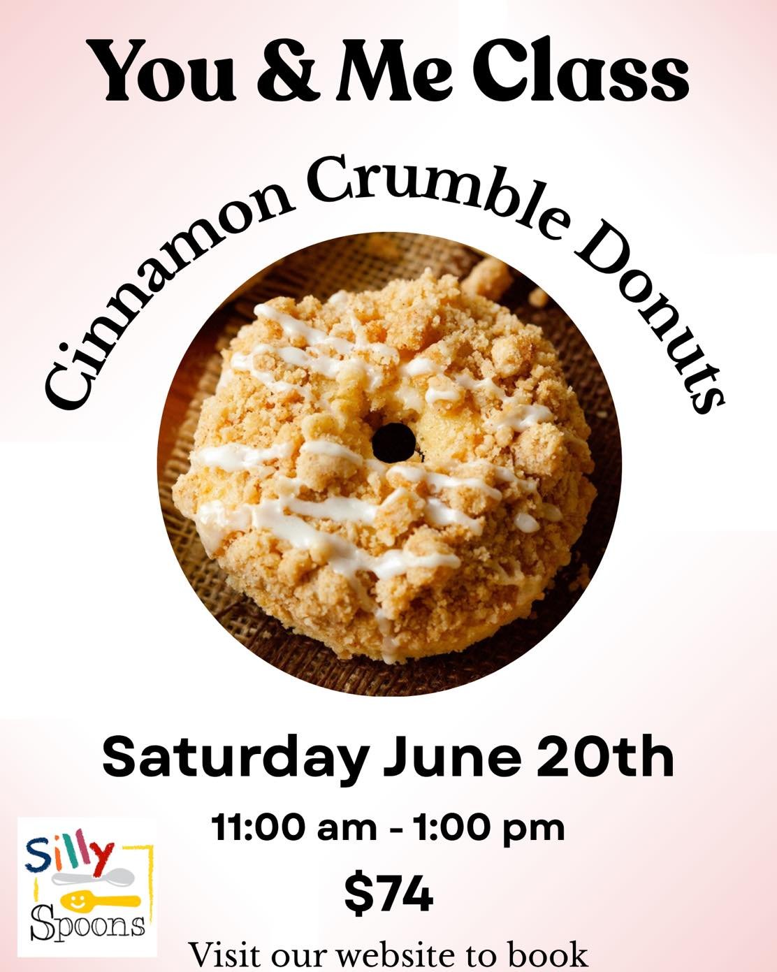 Come bake these delicious cinnamon crumble donuts with your little chefs! At Silly Spoons we provide an enjoyable, teachable, and delicious culinary experience. Visit our website for more information about our &lsquo;You &amp; Me&rsquo; classes. 

#w