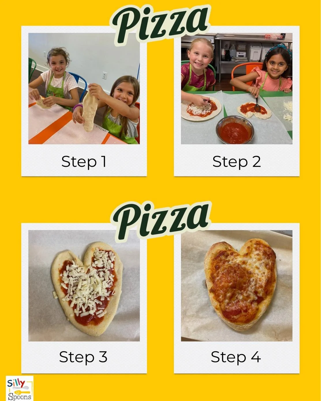 Pizza comes in all different shapes, sizes, and flavors. But the pizzas&rsquo;s at Silly Spoons are made with love! Here are the easy steps to make a Silly Spoon&rsquo;s Pizza. 

#warringtonpa #sillyspoons #buckscountypa #buckscountybusiness #kidscul