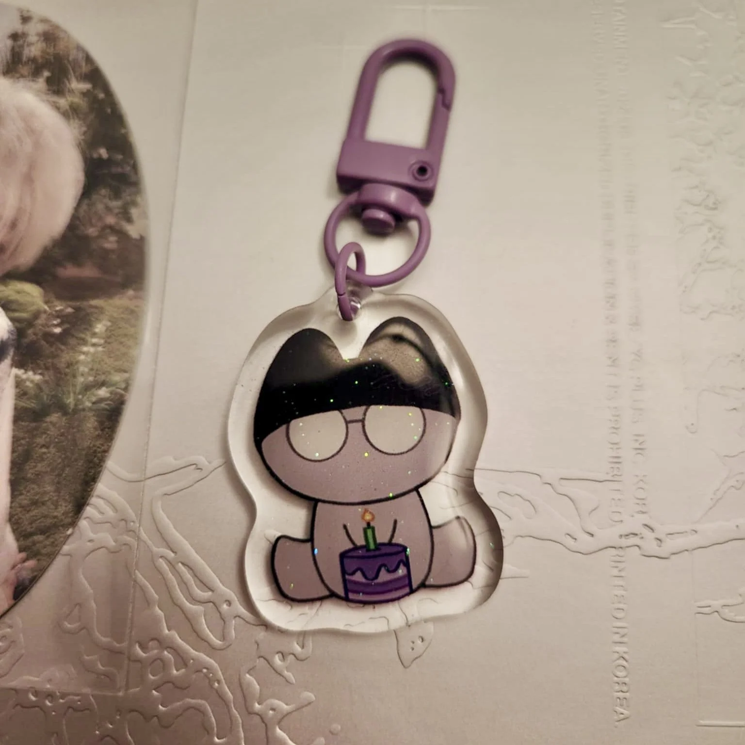 Custom-made epoxy keychain for a friend's birthday present