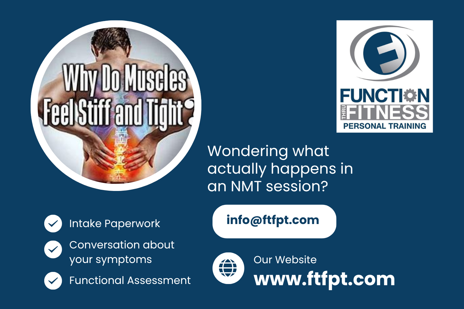 Function Thru Fitness in Green Bay, WI describing the intake, assessment, and treatment structure of a neuromuscular therapy session.