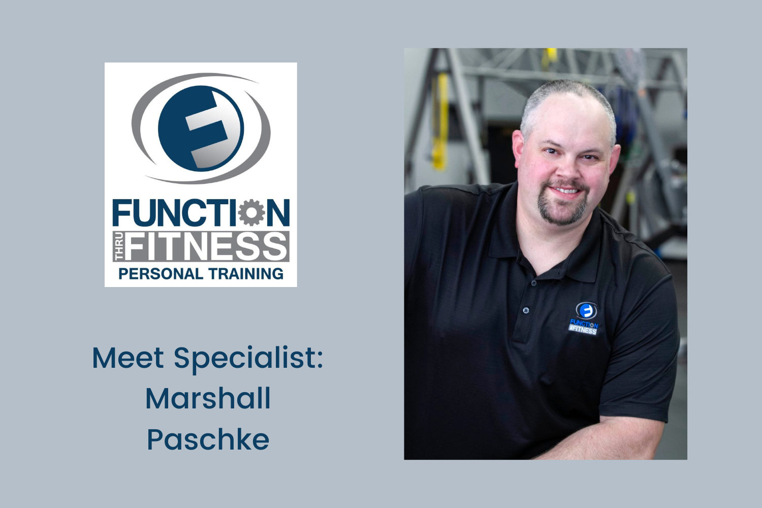 Marshall Paschke guiding a client through strength training in preparation for joint replacement surgery at Function Thru Fitness in Green Bay, WI.