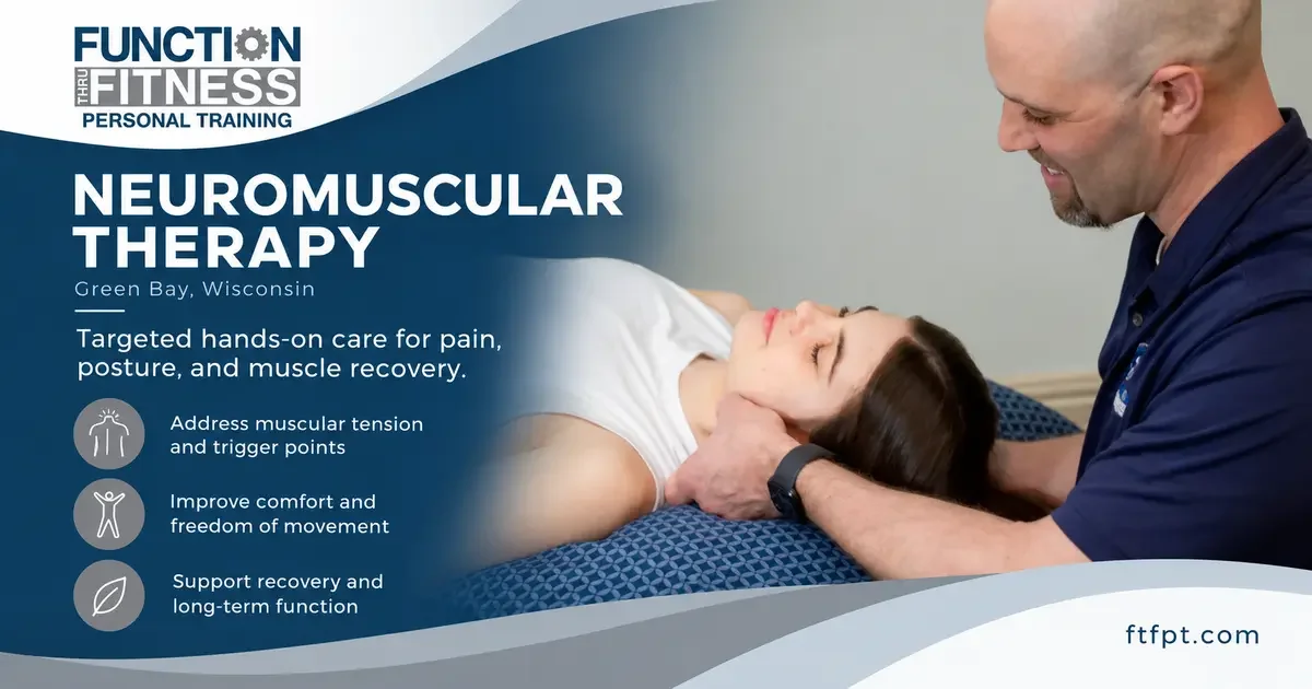 Glen Gadwood performs neuromuscular therapy on a client’s neck at Function Thru Fitness.