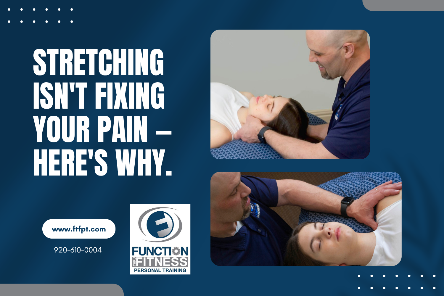 Function Thru Fitness in Green Bay, WI discussing why stretching around adhesions fails to resolve chronic pain and what neuromuscular therapy does instead.