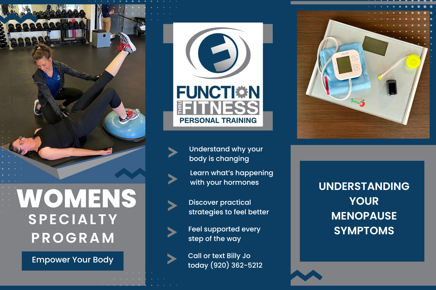 Function Thru Fitness in Green Bay womens wellness program supporting women with menopause and joint aches, hormone health, and personalized fitness care.