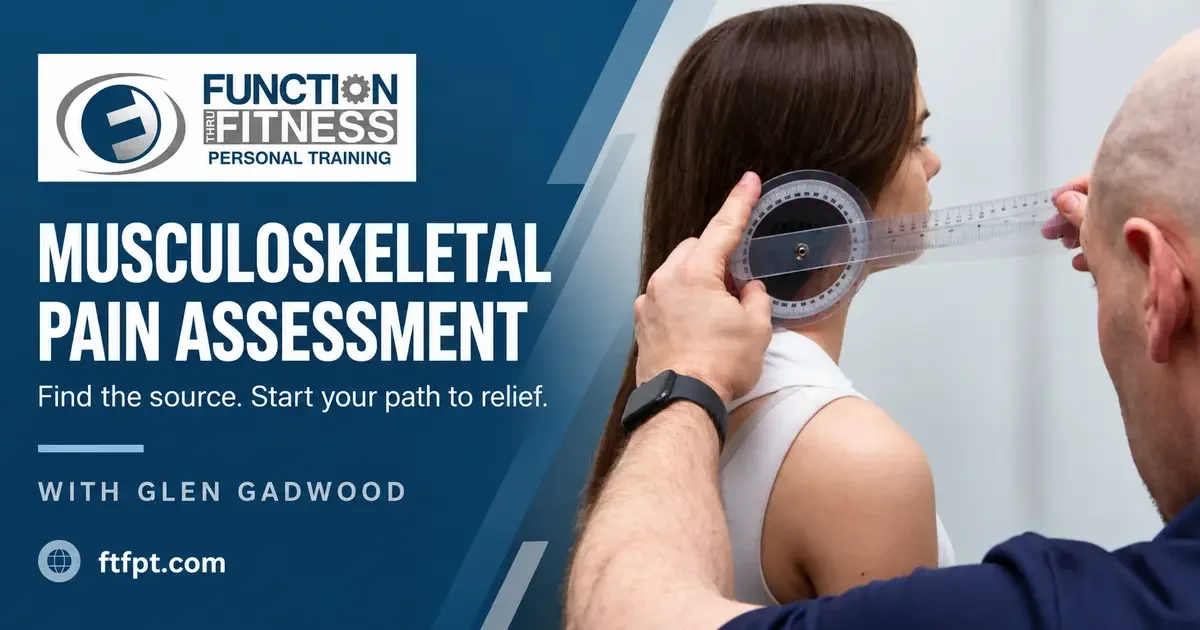 Glen Gadwood evaluates a client’s neck during a musculoskeletal pain assessment.