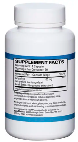 Supplement facts for Bladder Manager with Angelica archangelica leaf extract, a clinically studied bladder health formula available in Green Bay WI.