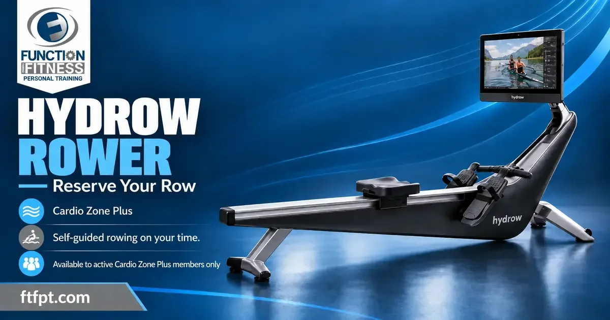 Hydrow rowing machine available for Cardio Zone Plus member reservations at Function Thru Fitness.