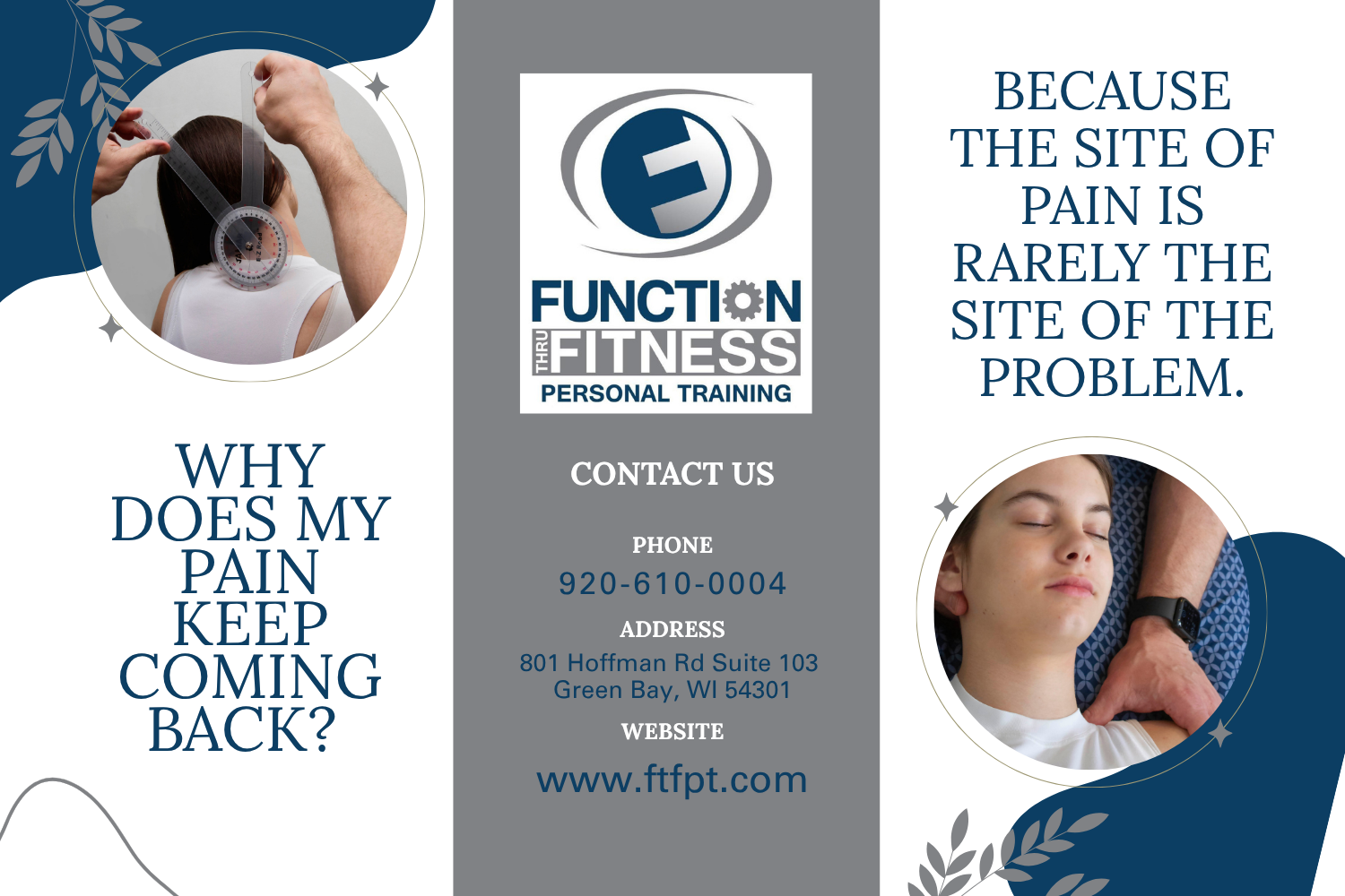 Glen demonstrating neuromuscular therapy technique on a client's forearm at Function Thru Fitness in Green Bay, WI.