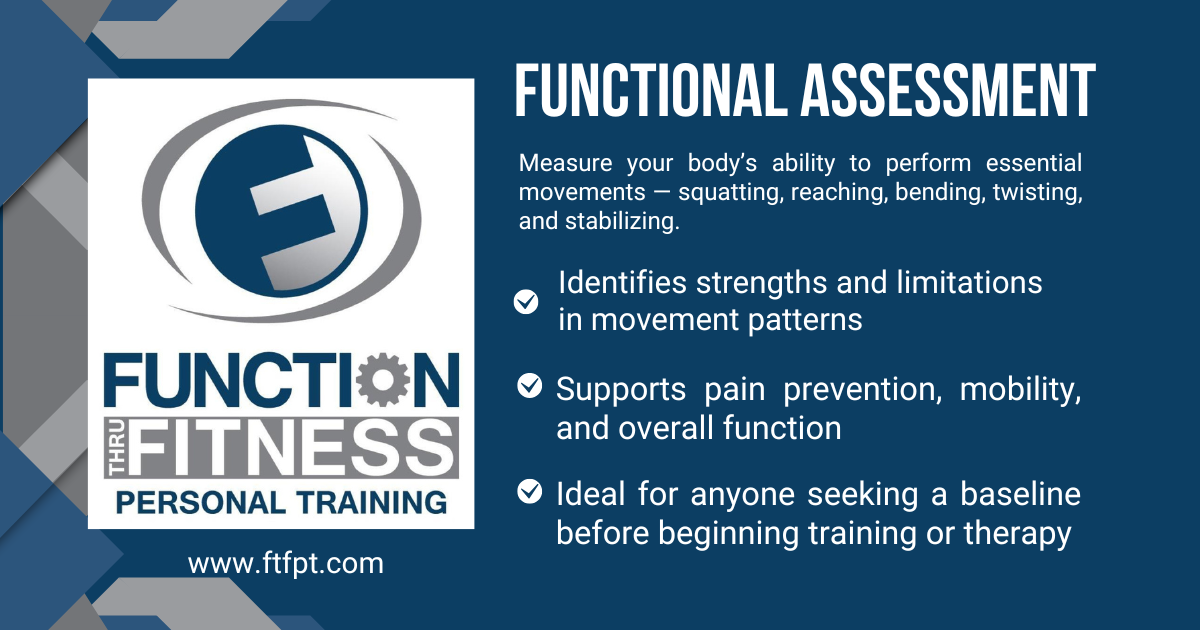 Functional Assessment at Function Thru Fitness in Green Bay – evaluate movement patterns, mobility, and strength to build safe, effective training plans.