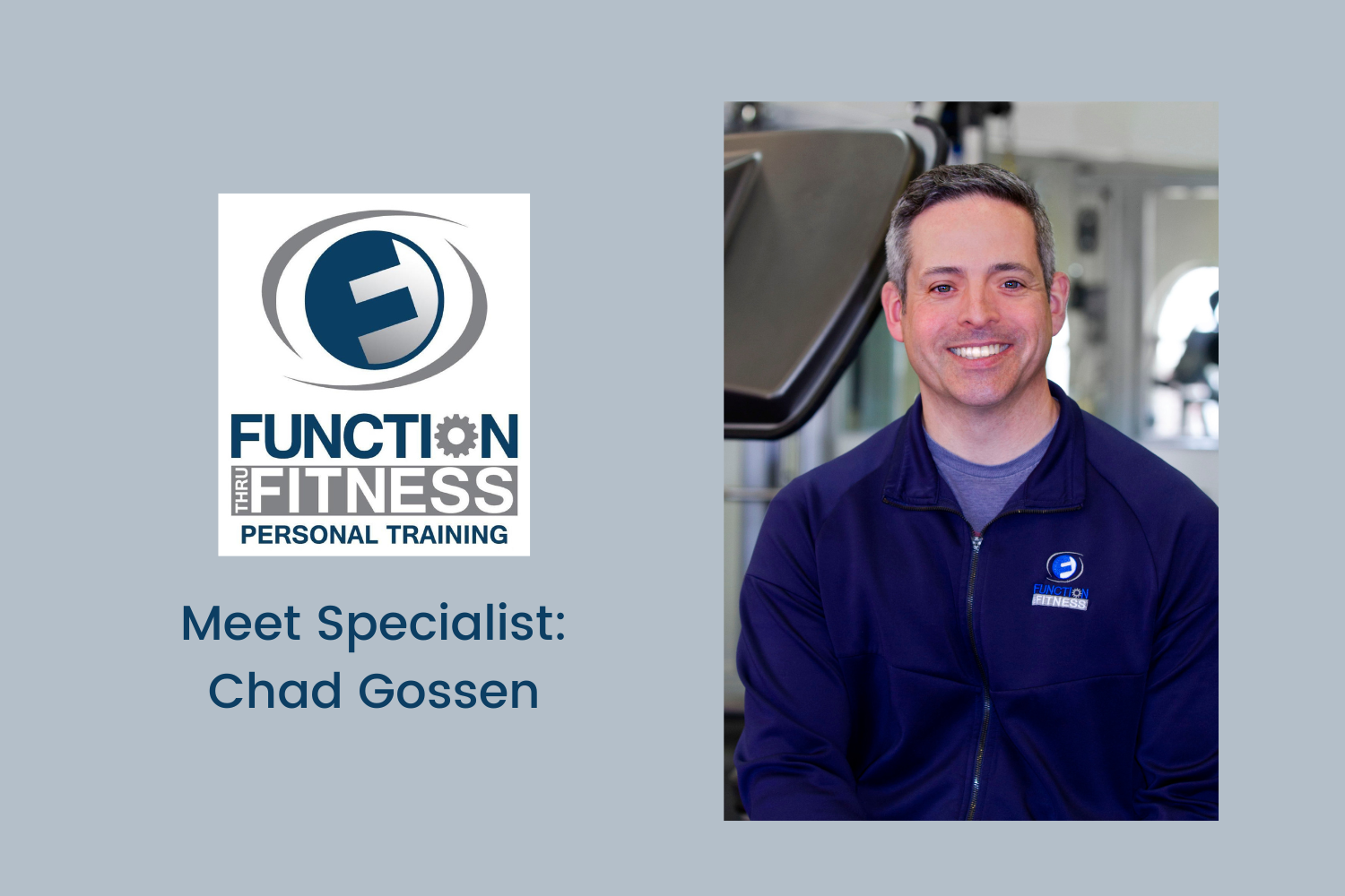 Chad Gossen demonstrating chest and lat stretches to relieve headache-causing tension at Function Thru Fitness.