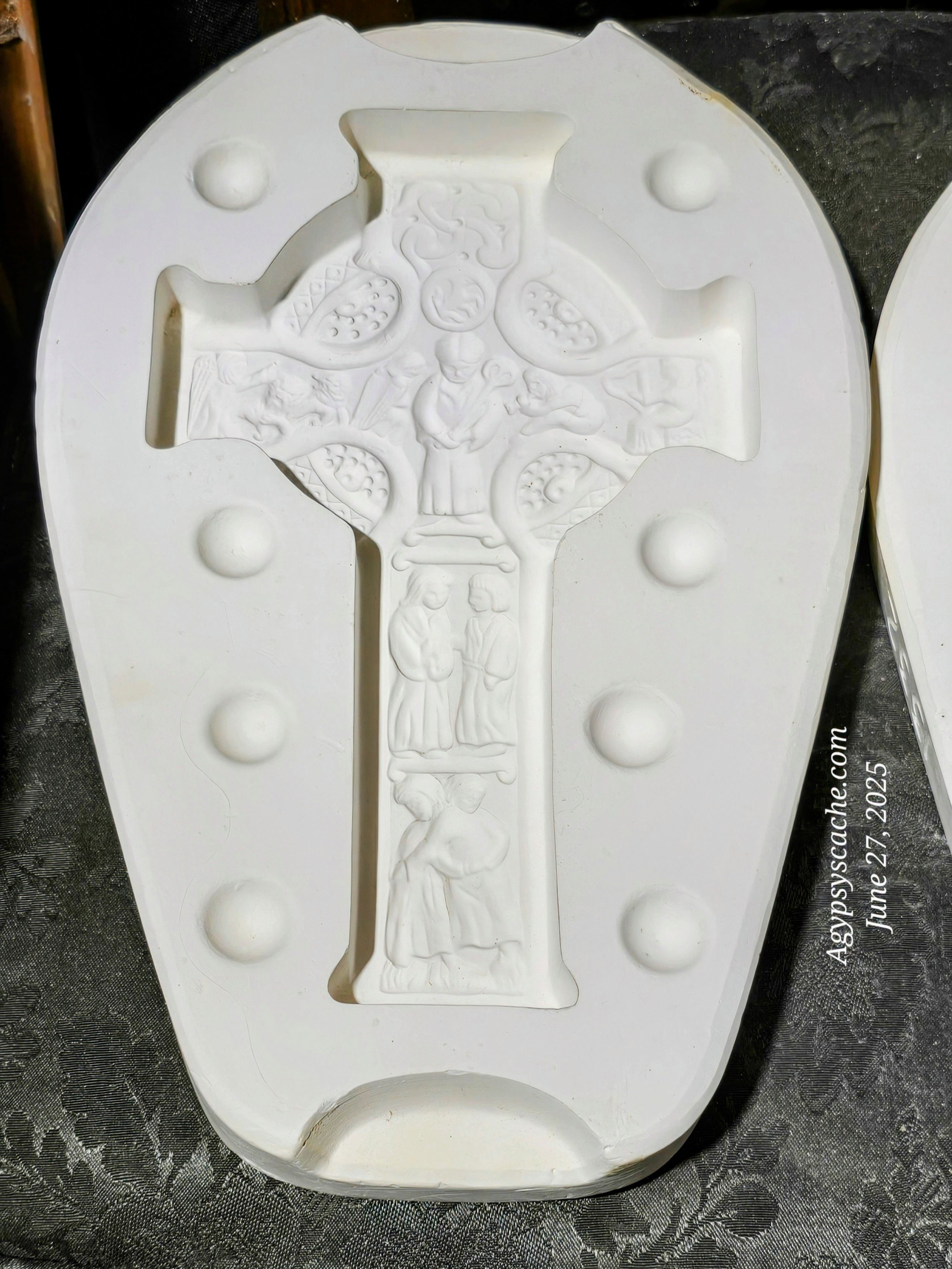 Vintage Ceramic Casting Mold of an Decorative Irish Cross,9"
