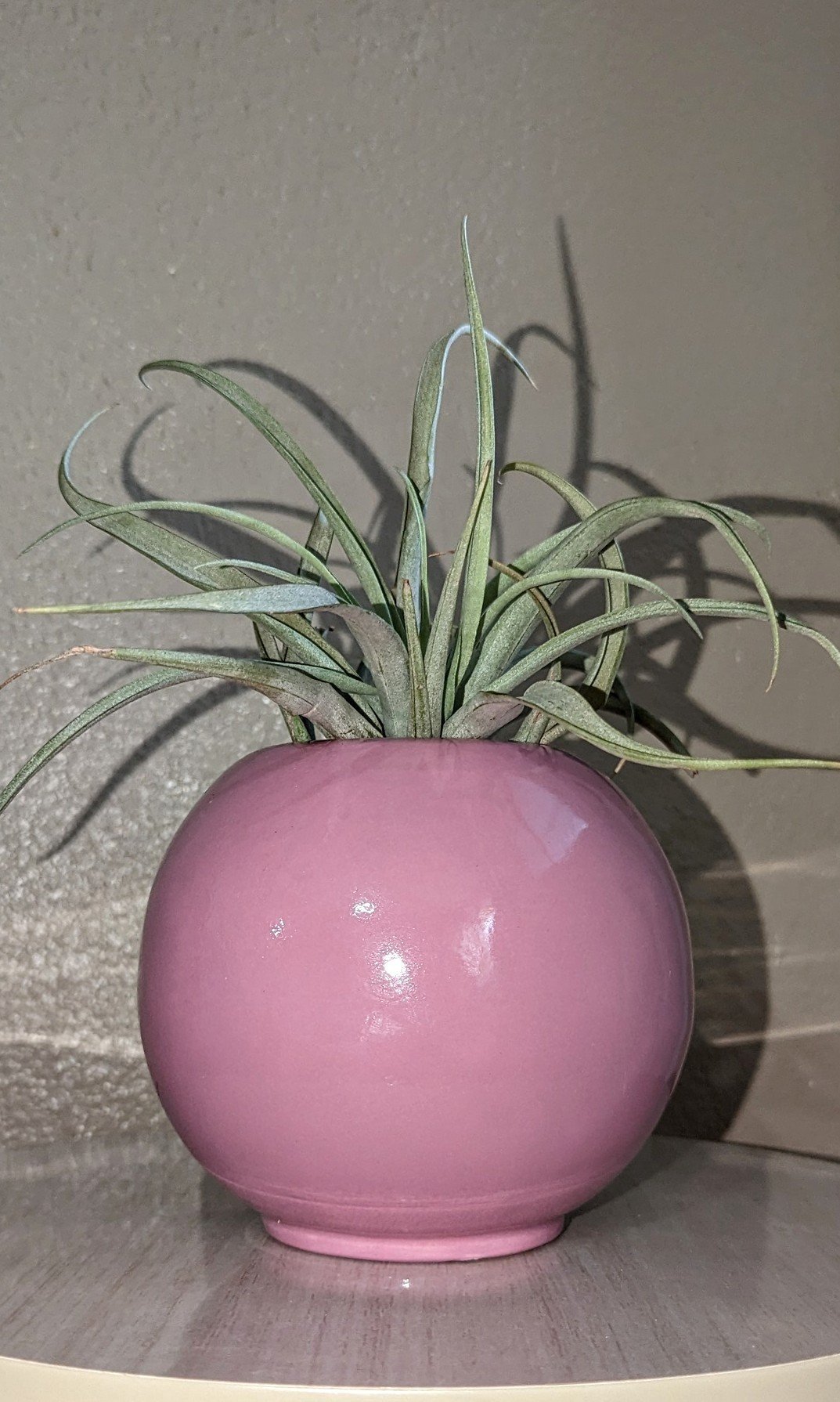 vintage globe vase, pink ceramic vase, signed by artist