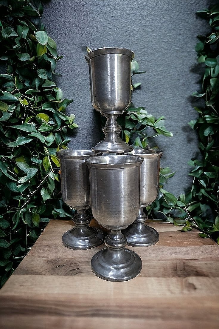 Vintage Pewter Hollowware Goblet by Colonial Casting Company Set of 4