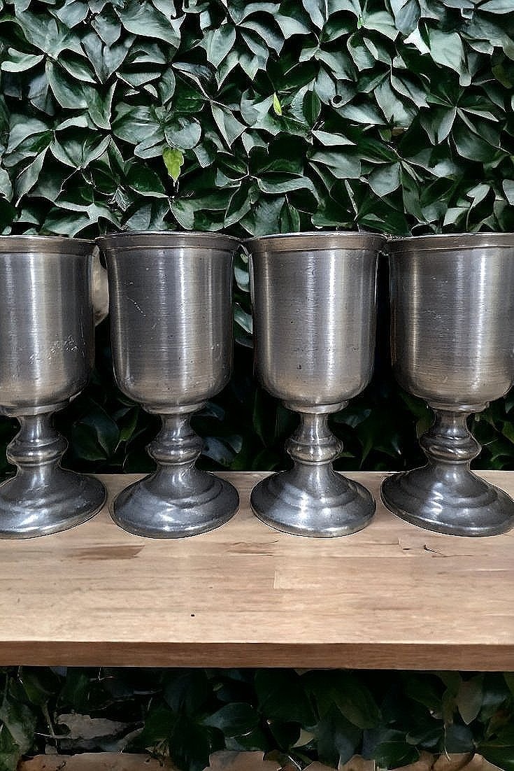 Vintage Pewter Hollowware Goblet by Colonial Casting Company Set of 4