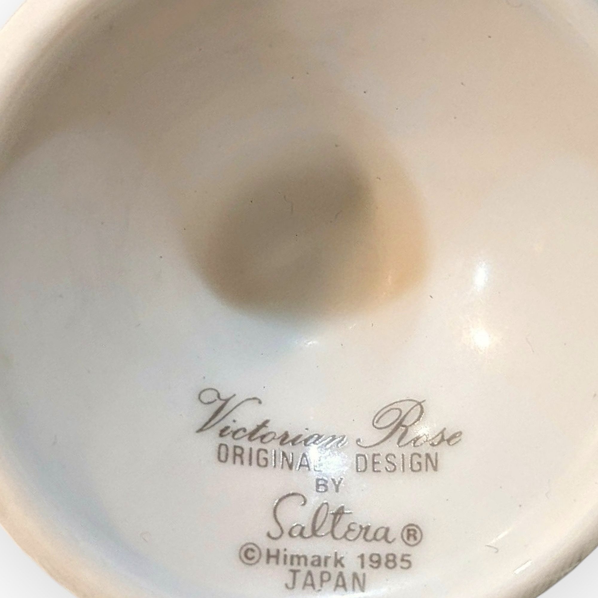 1985 Post Modern Victorian Rose Porcelain Footed Mug with Rose Design by Saltera,Set 4