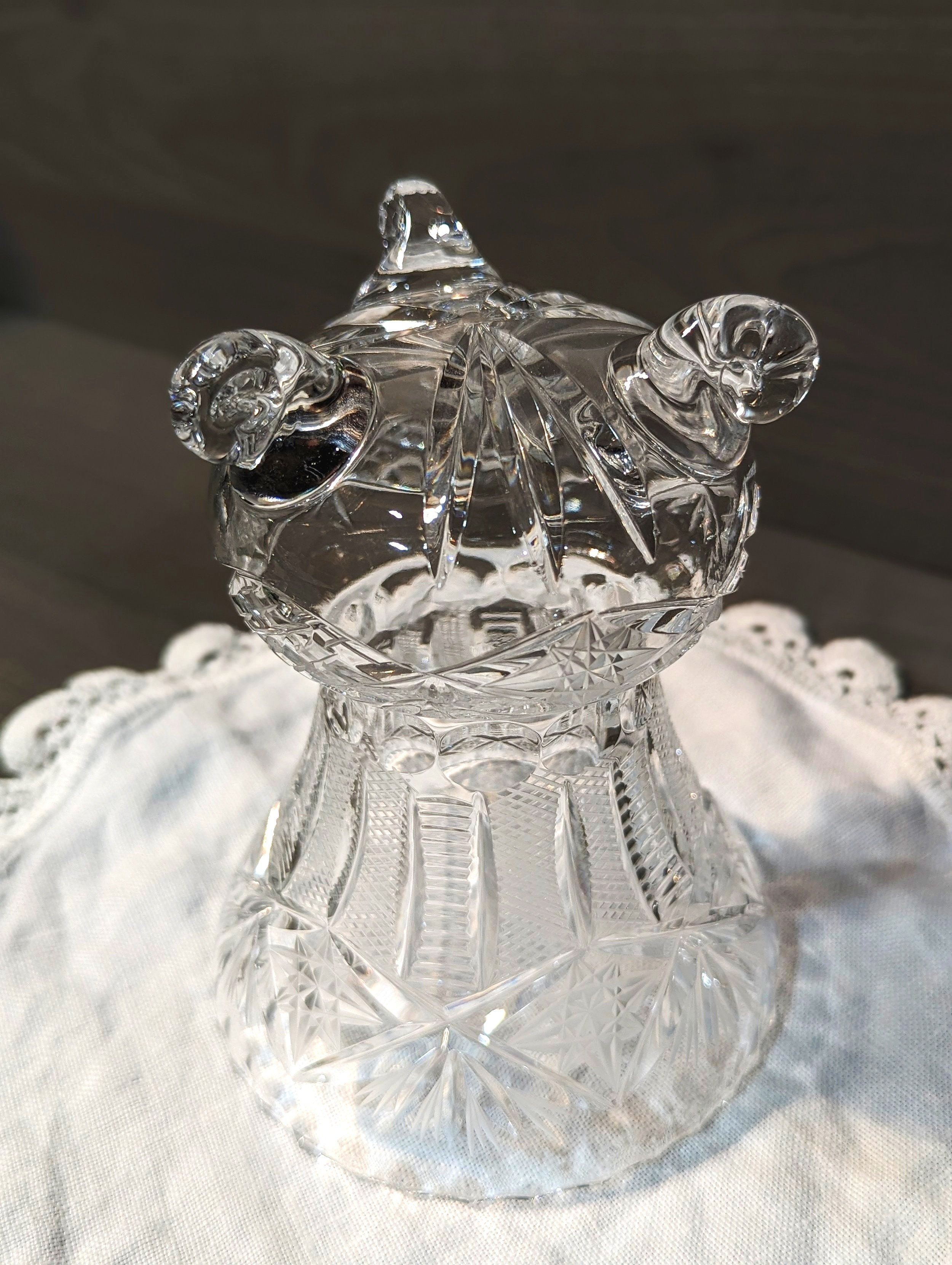 Vintage Hand Cut Bohemian Crystal Bud Vase with Footed Base 6"