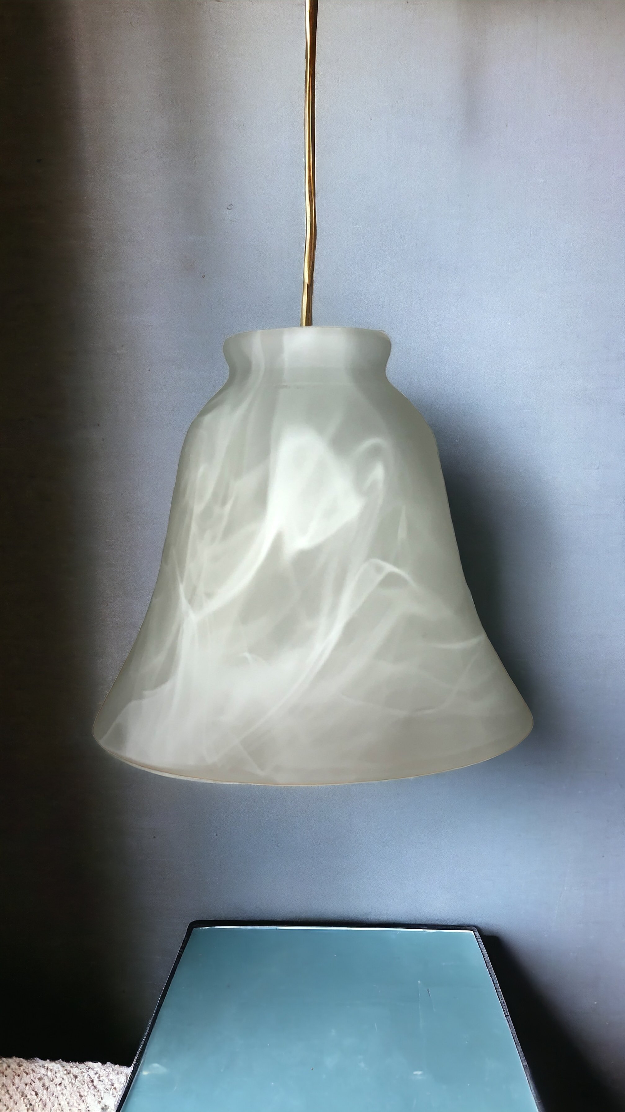Vintage White Alabaster Bell Shaped Light Shades, Set of 4