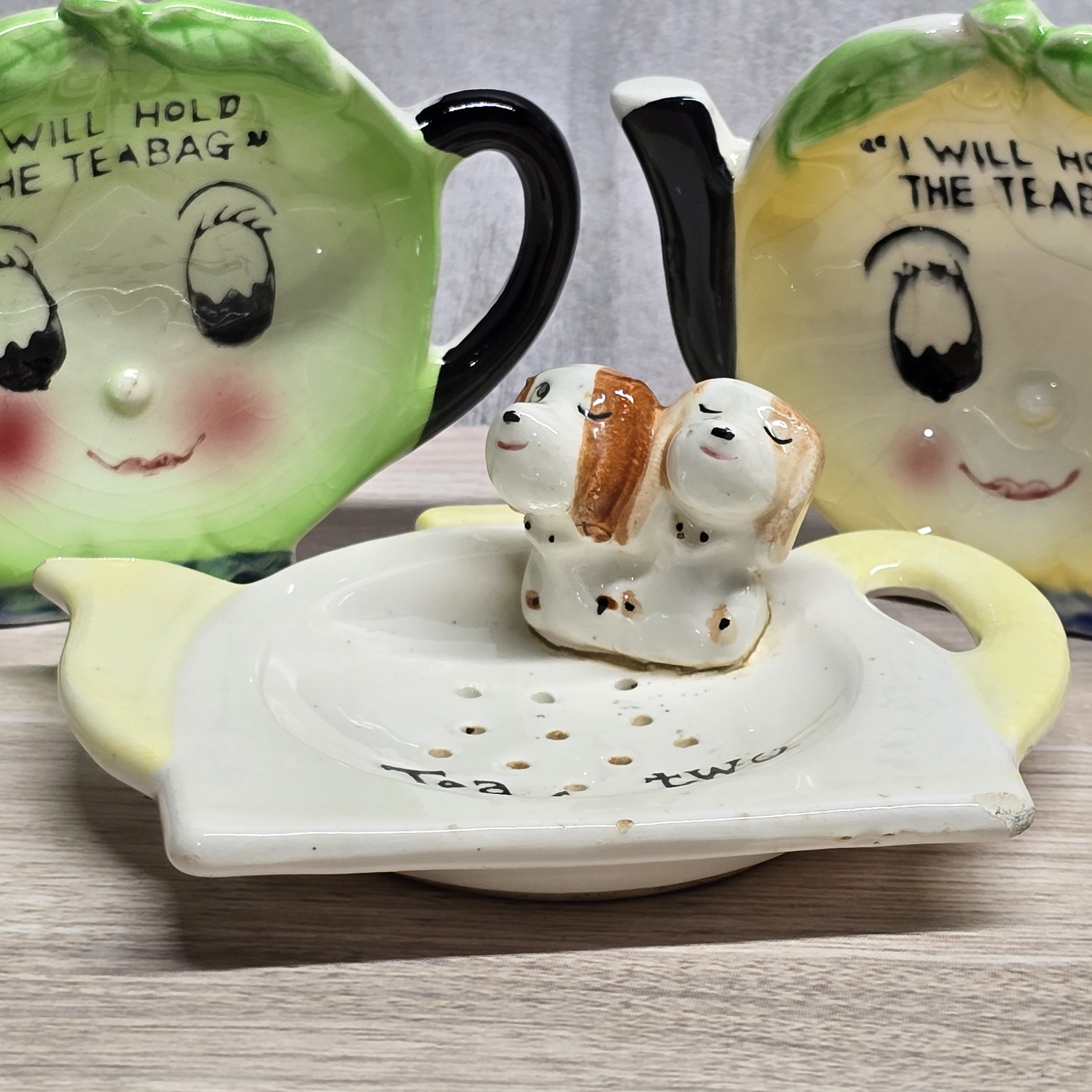 1950' s Anthropomorphic Kitschy Style Tea Bag Holders, Set of 3