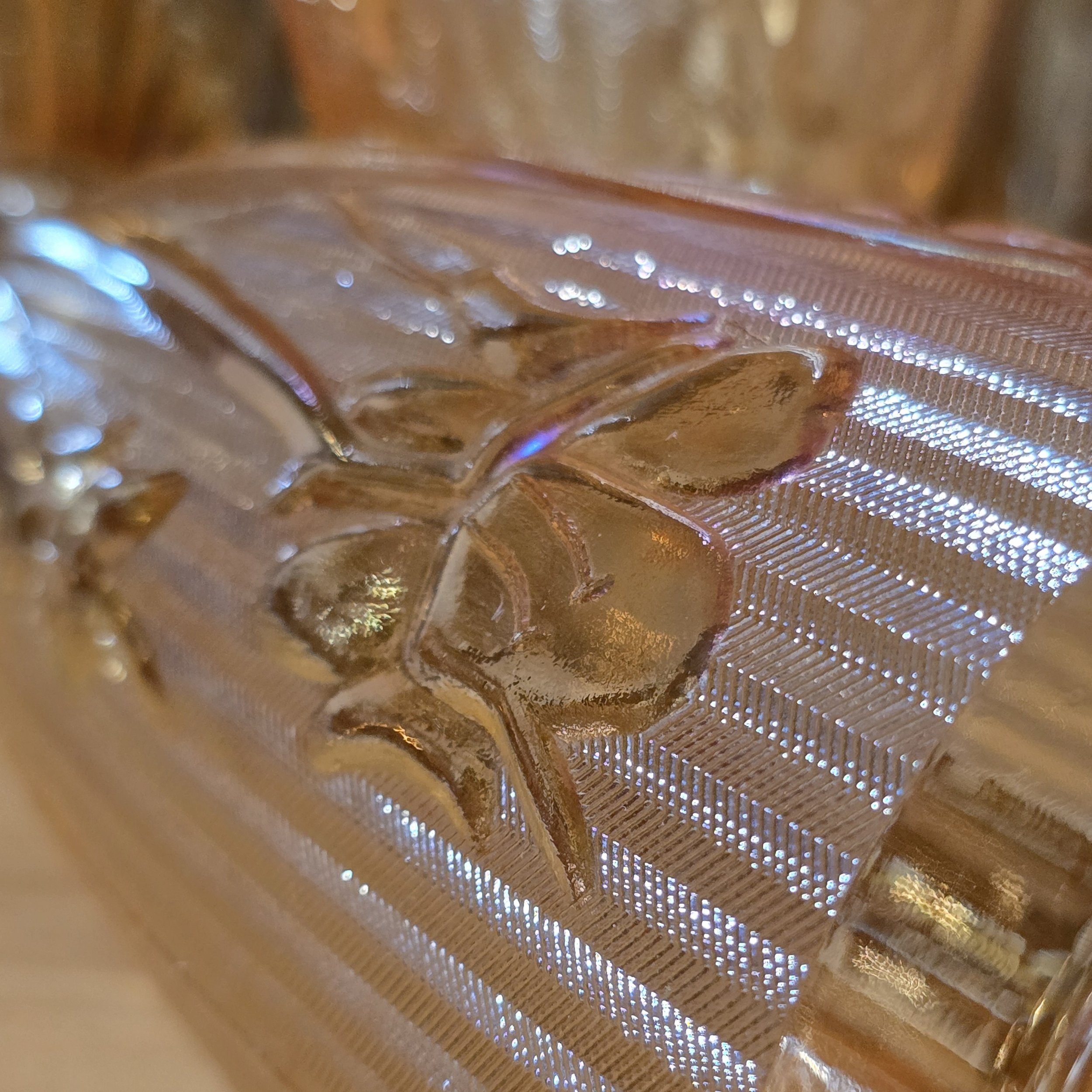 1960's Iris Iridescent Marigold Glass Tumbler Set of 6 by Jeannette