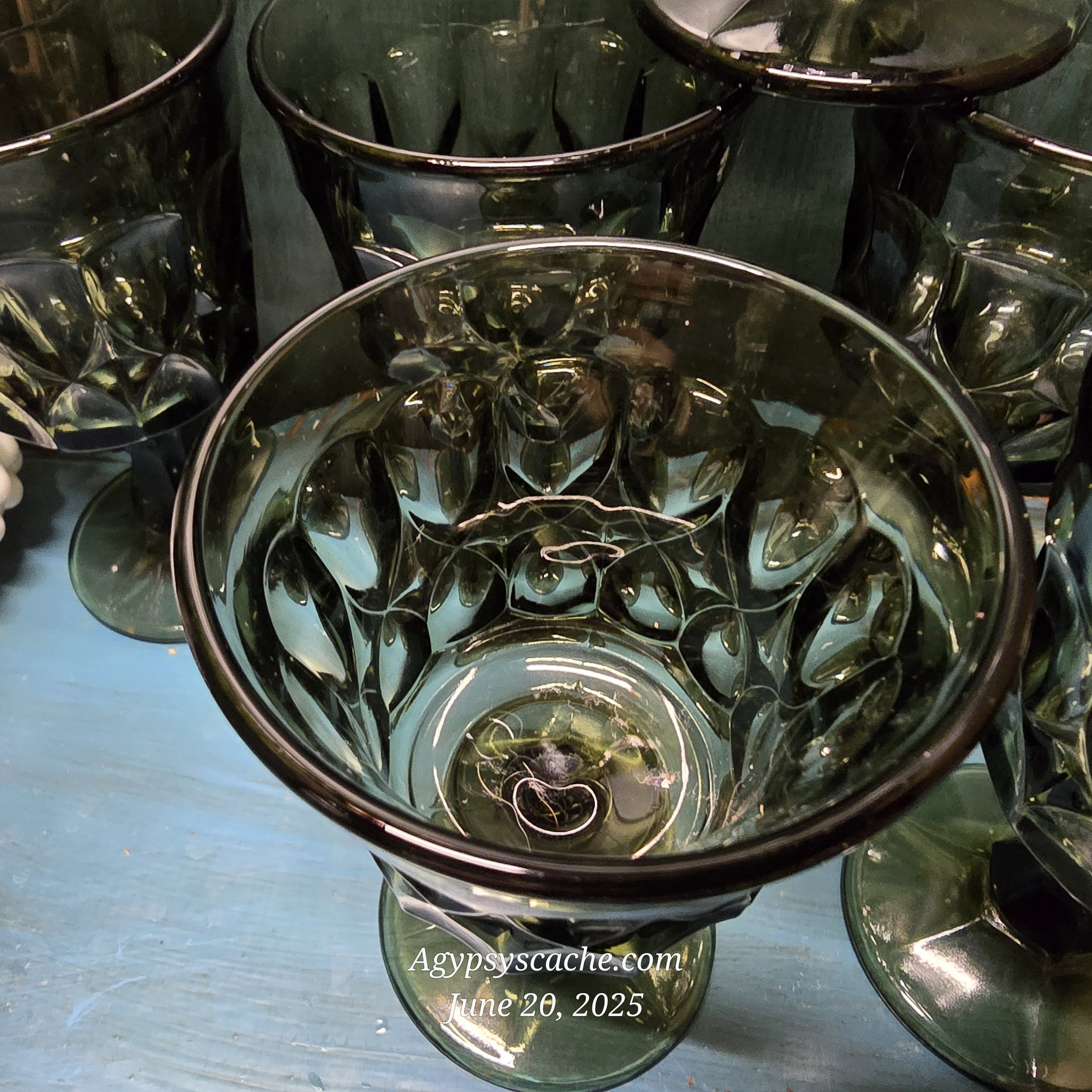 Perspective Smoke Grey Wine Glasses with Thumb Print by Noritake, Set of 7
