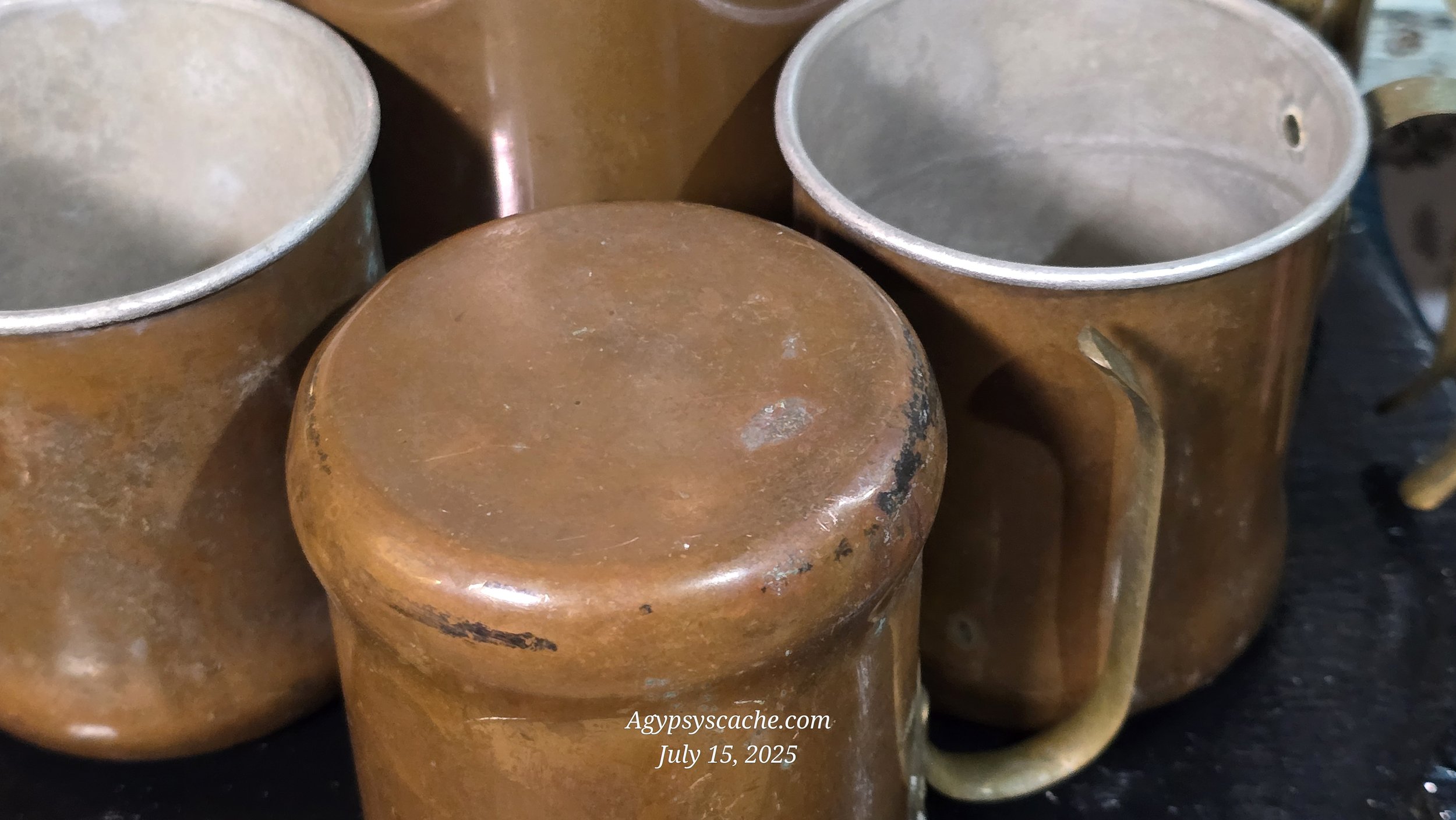 Copper Craft Guild of Taunton Copper Mugs with Brass Handled, Set 5