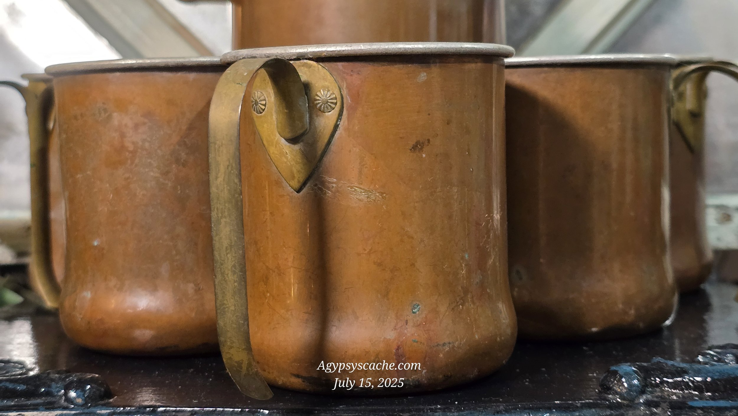 Copper Craft Guild of Taunton Copper Mugs with Brass Handled, Set 5