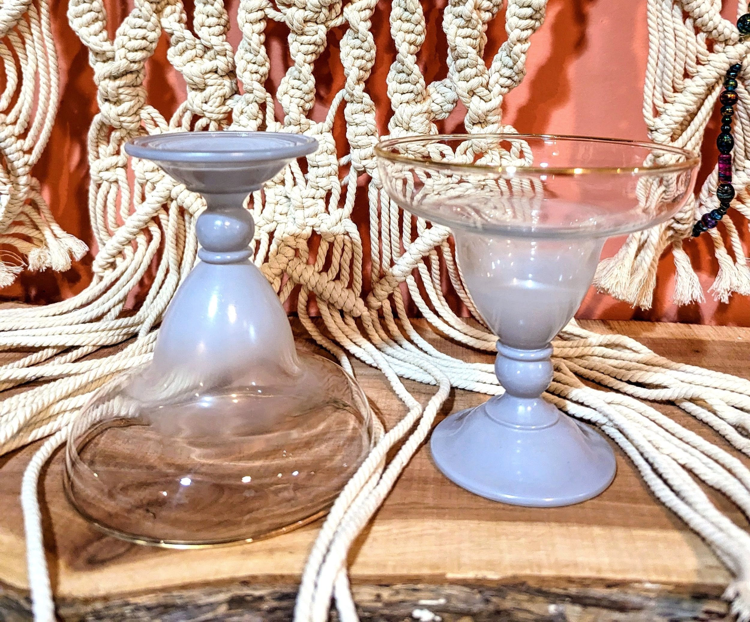 1950's Vintage Blendo Lilac Cocktail Glasses with Gold Trim, Set of 2 (Copy)