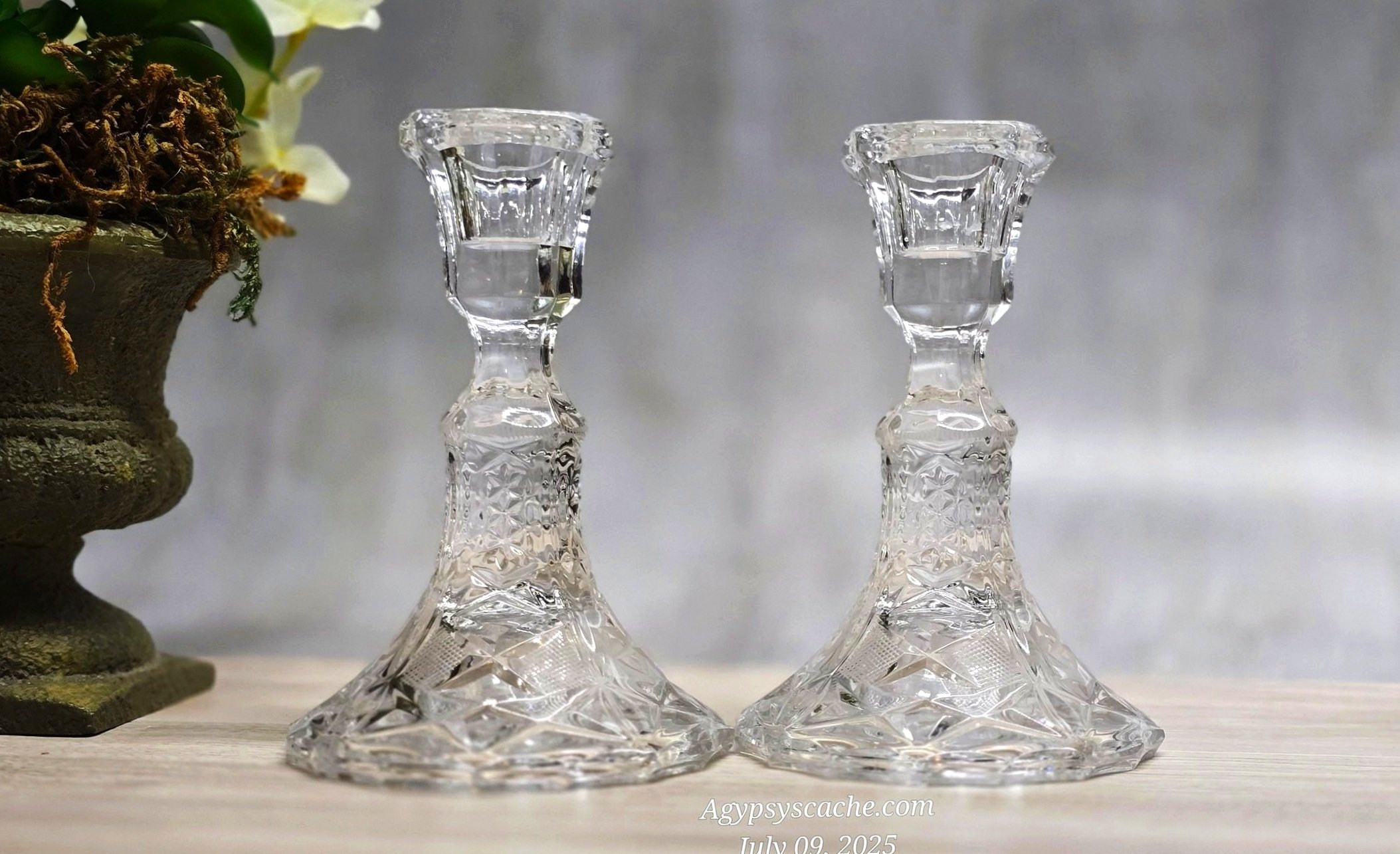 Bohemian Style Tapered Candle Stick Holders, 5"