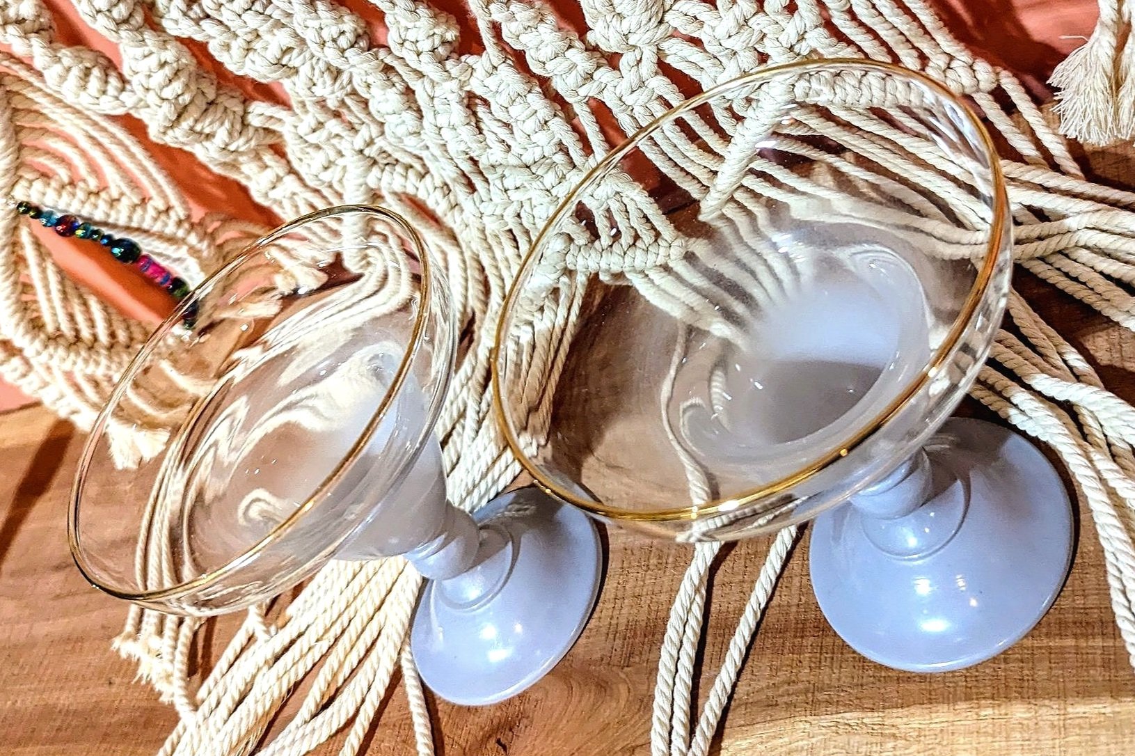 1950's Vintage Blendo Lilac Cocktail Glasses with Gold Trim, Set of 2 (Copy)