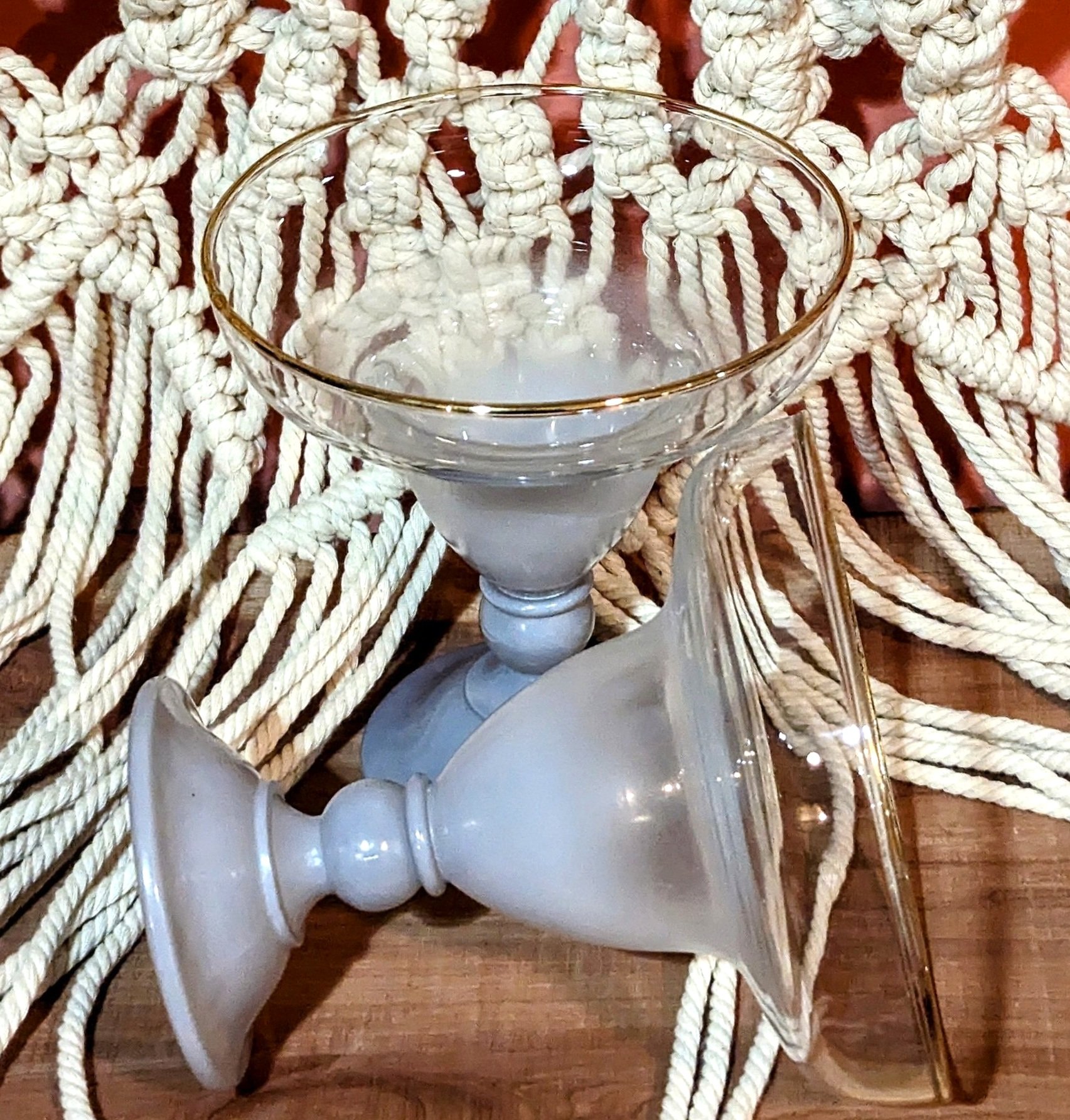 1950's Vintage Blendo Lilac Cocktail Glasses with Gold Trim, Set of 2 (Copy)
