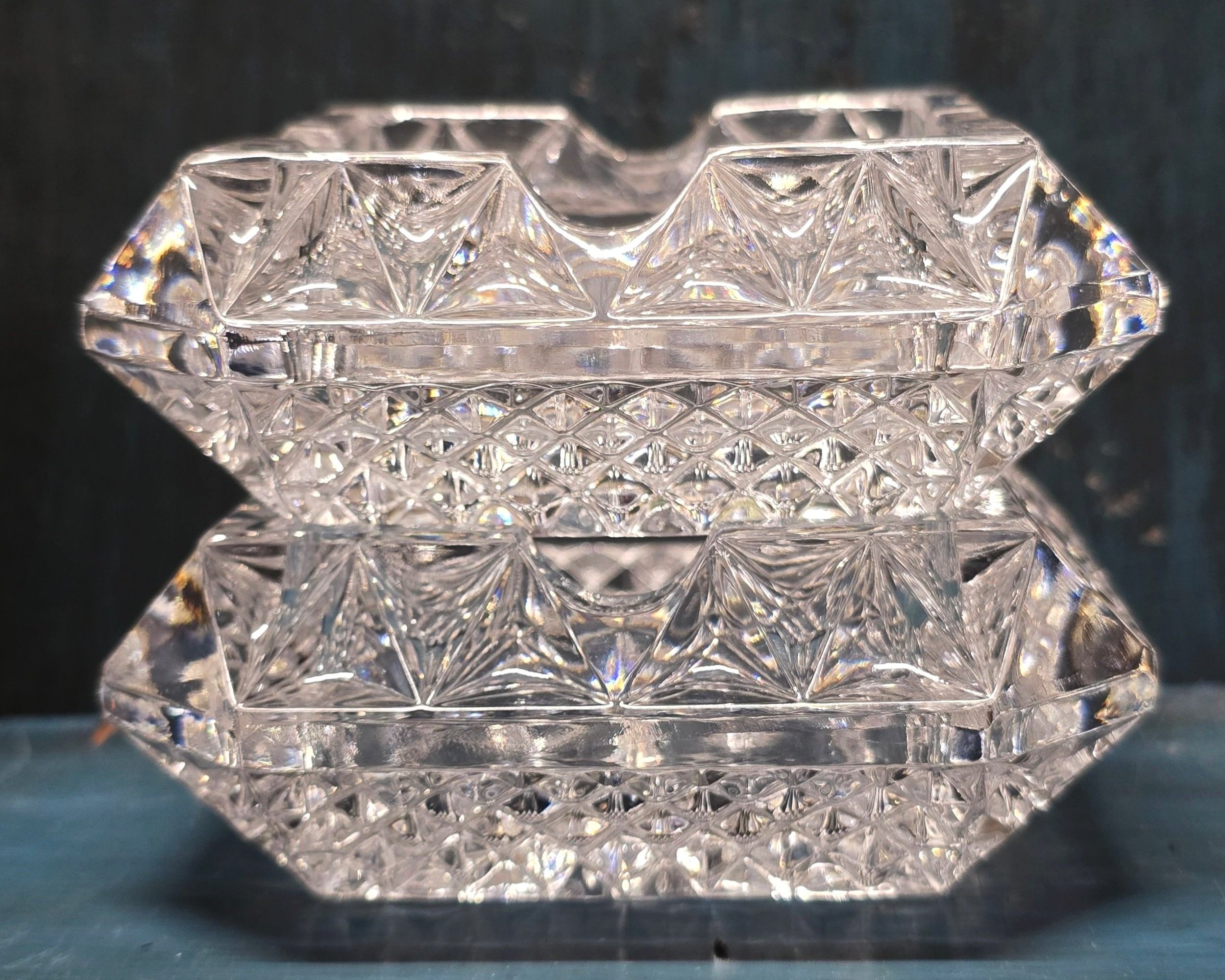 Crystal Glass Stackable Ashtray Set of 2